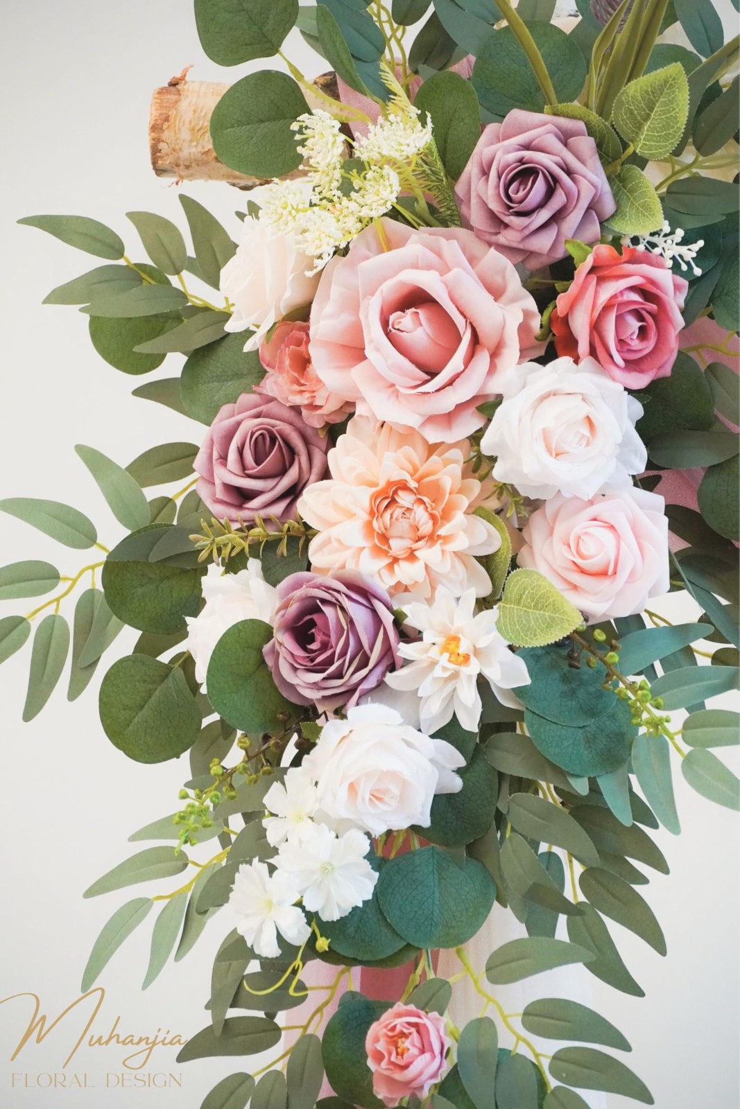 Dusty Rose Floral Swag & Drapes Kit for Wedding Decor – 4 Pieces