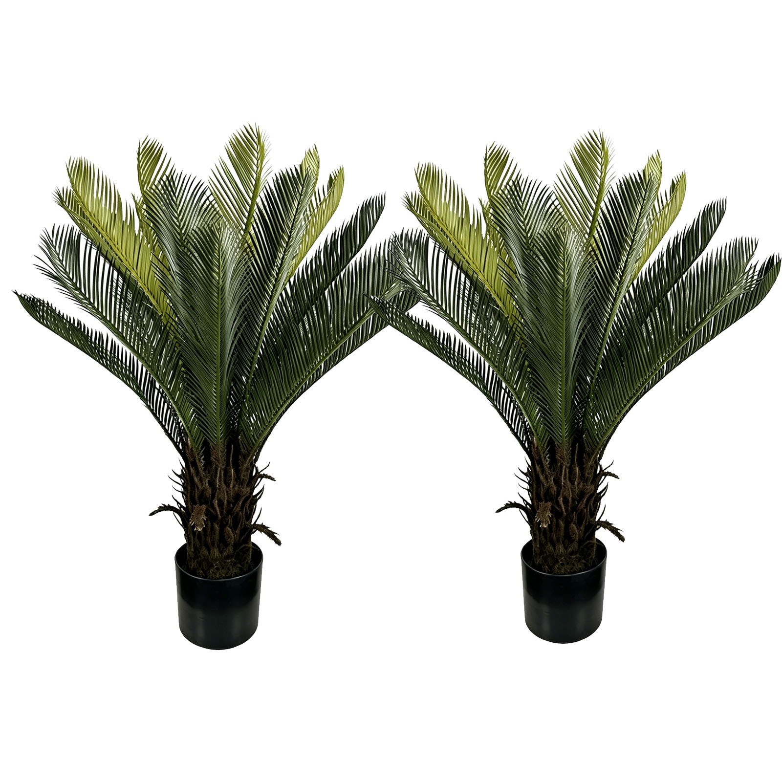 2Pcs 90cm Artificial Sago Palm Cycas Plant Potted Evergreen Cycad for Home Decor