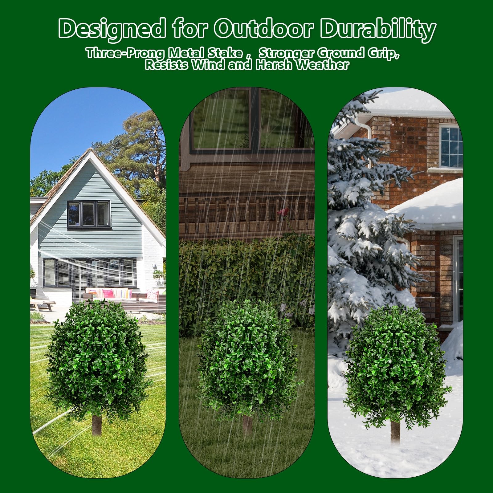 25″ Artificial Boxwood Topiary Tree – 2-Pack Realistic Touch Dual-Tone UV-Res…