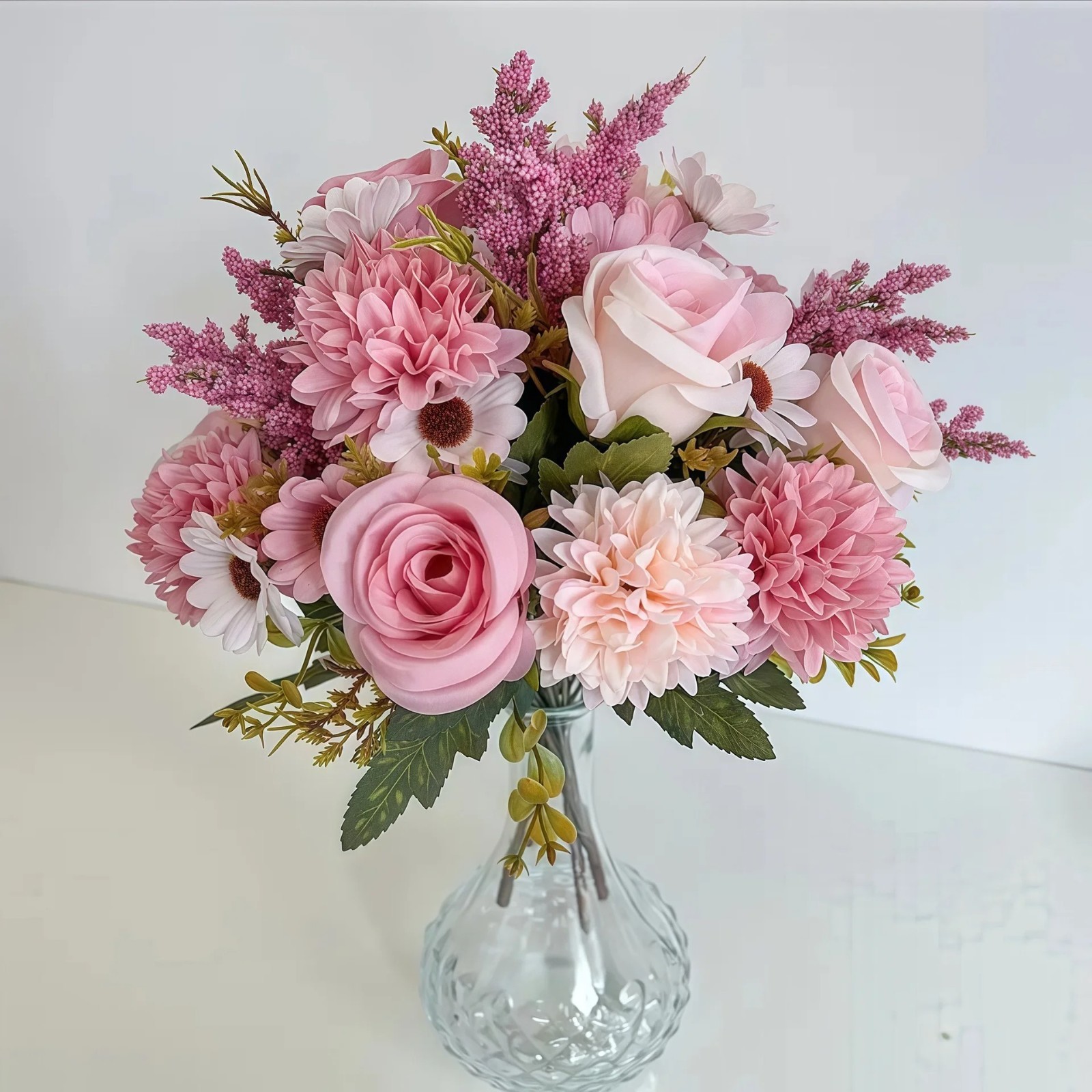 Artificial Rose Dahlia Daisy Flower Bouquet Silk Floral Wedding Home Decor