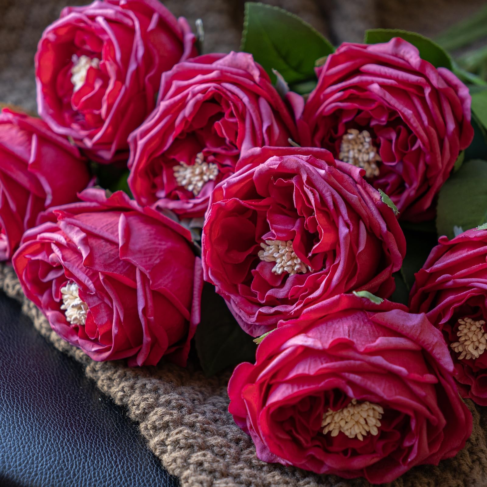 Soft Touch Artificial Roses and Peonies, 4 Stems Faux Latex Flowers for Vase,…
