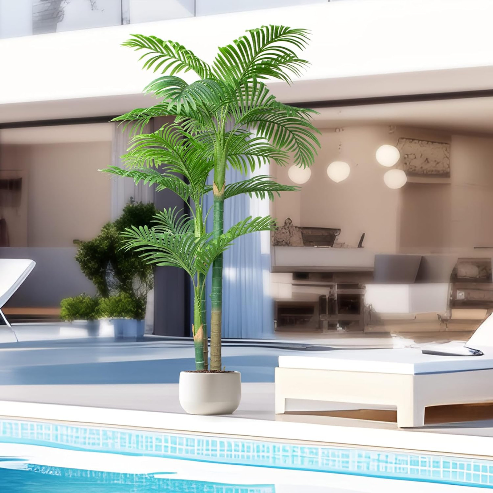 6ft Artificial Palm Tree with UV Resistant Silk Leaves, Indoor Outdoor