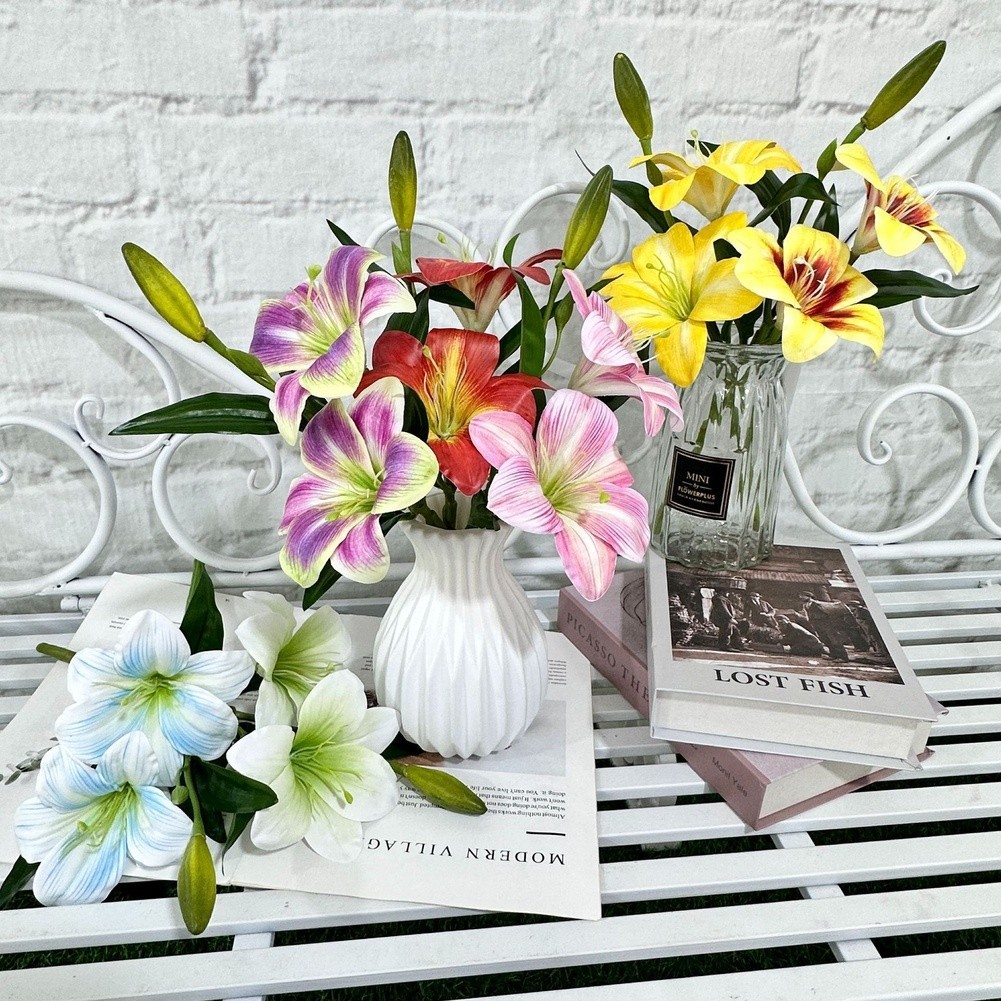 3D Printed Silk Hemerocallis for lily Artificial Flower for Wedding Home Decor