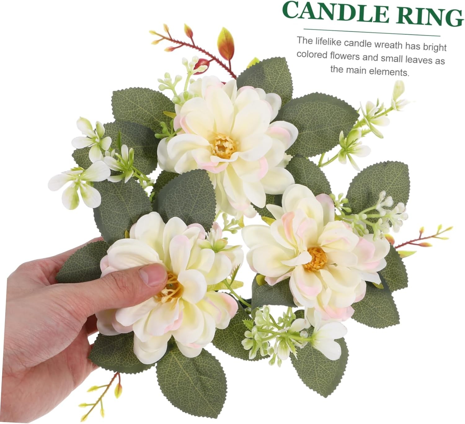 Artificial Floral Candle Ring Wreath Pillar Candles Wedding Party Decoration