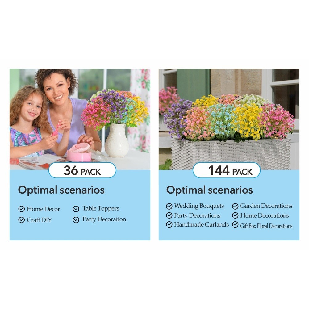 3-Stem Soft PVC Baby Breath Flowers for Wedding Bouquets and Photography Props