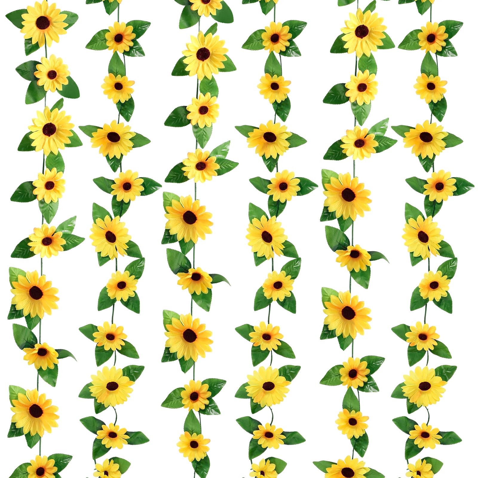 6 Pcs 8.2 FT Artificial Sunflower Garland Decoration 3 Inch 4 Inch Sunflowers…