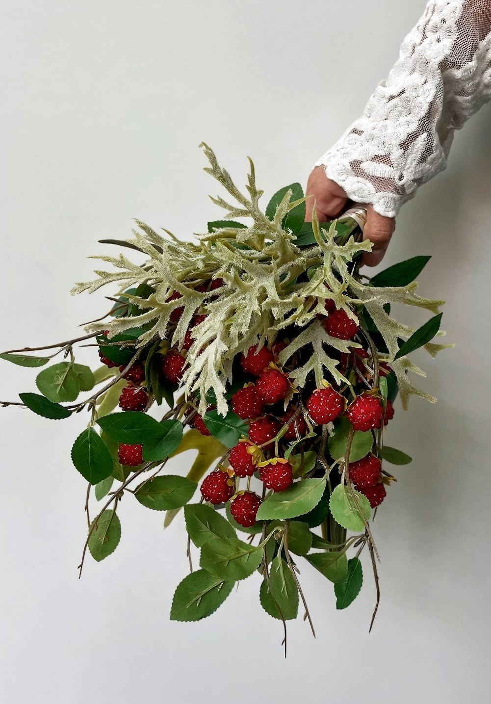 7Pcs Artificial Raspberry Plant Stems 15.7” Simulated Berry Bouquet for Home…