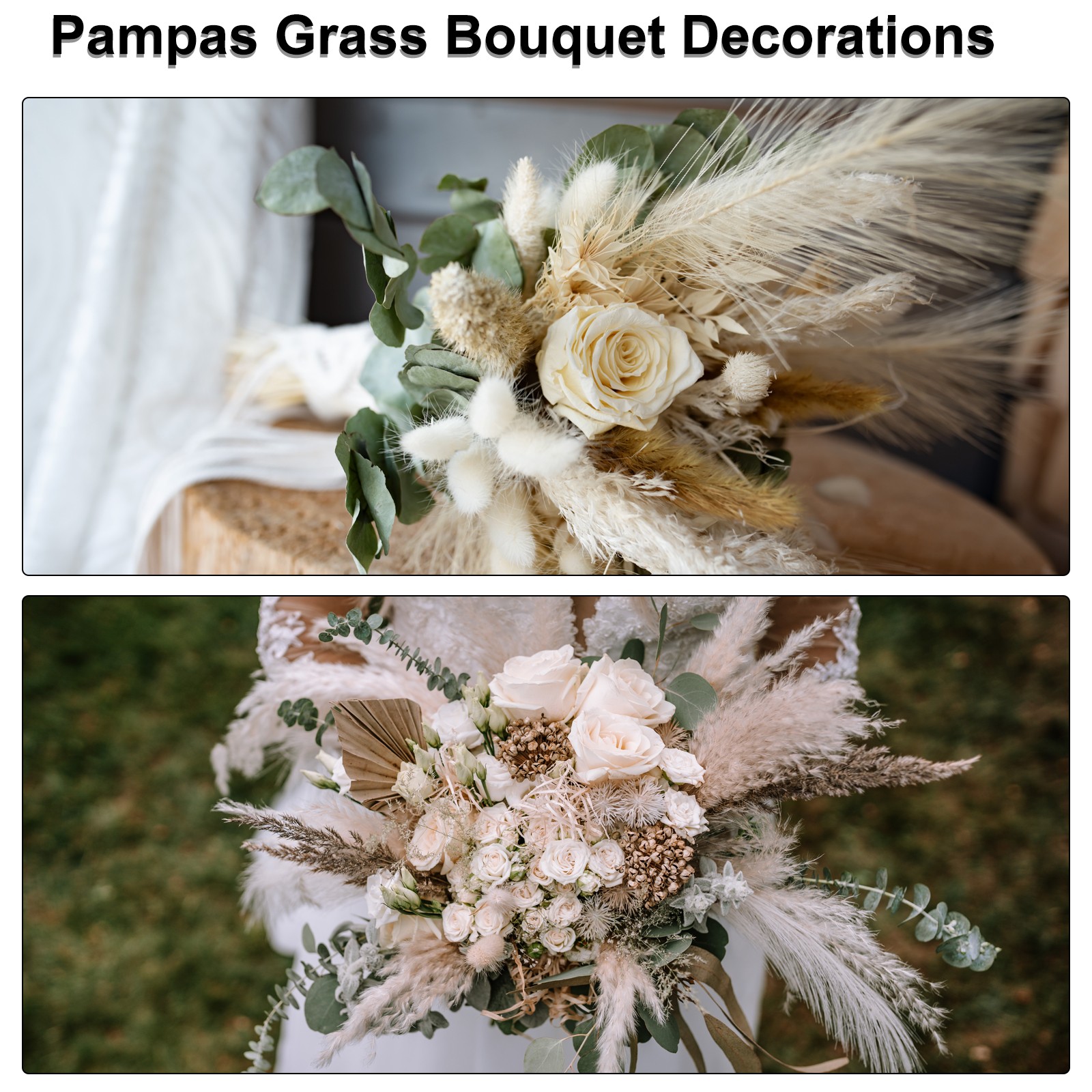 50 Pcs Faux Pampas Grass, 22 Inch Fluffy Pampas Grass Decor, Orange