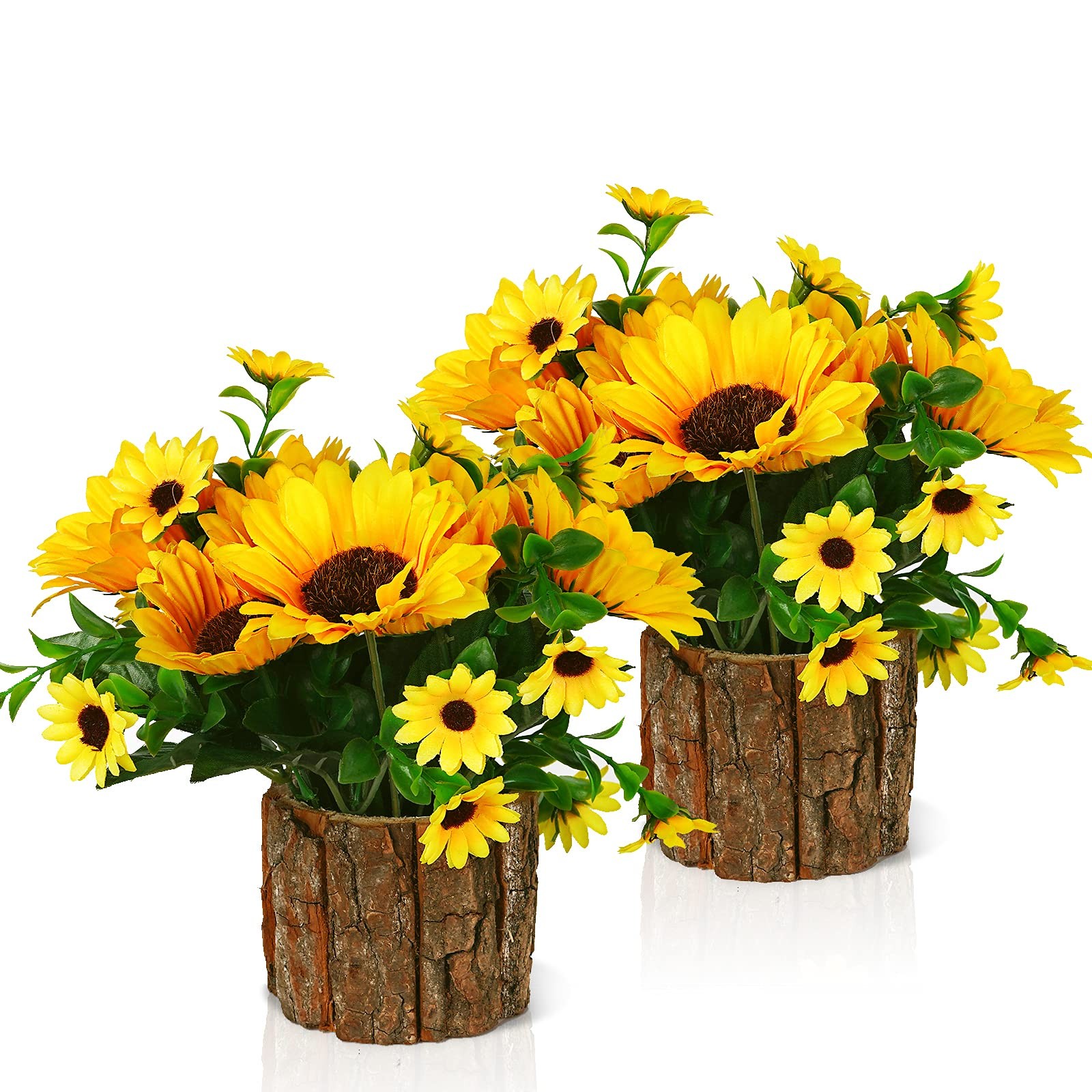 Artificial Flowers Fake Silk Sunflower Flower in Planters Flower Vase Small R…