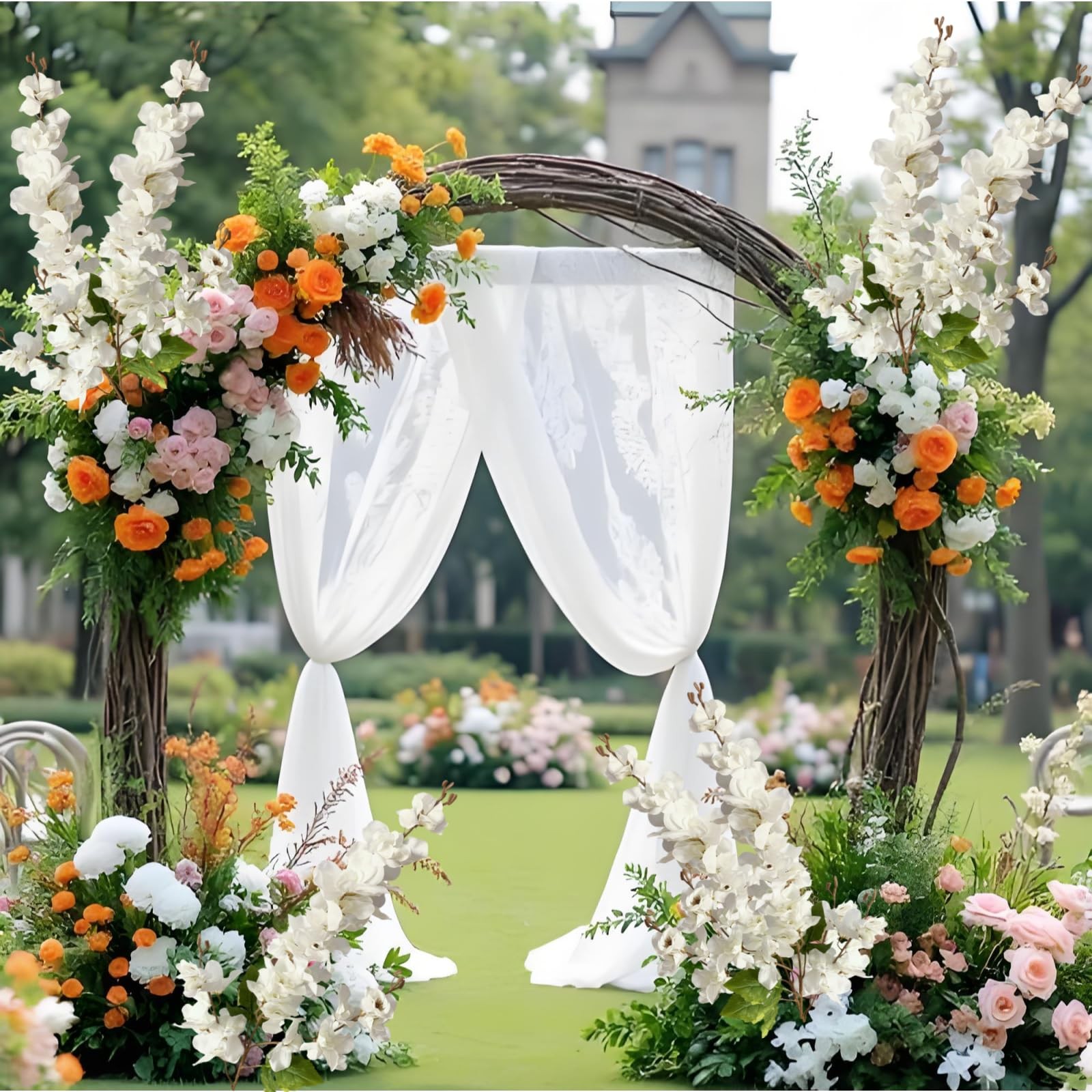 6 PCS White Delphinium Artificial Flowers Tall Floor Vase Floral Arrangements