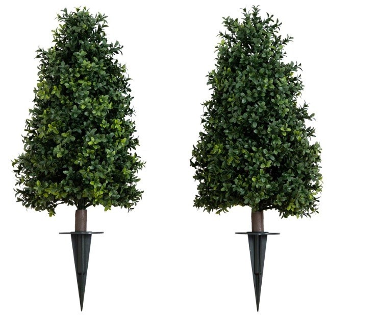 Nearly Natural 2.5ft Artificial Boxwood Topiary Plants 2-PK Indoor/Outdoor NIOB