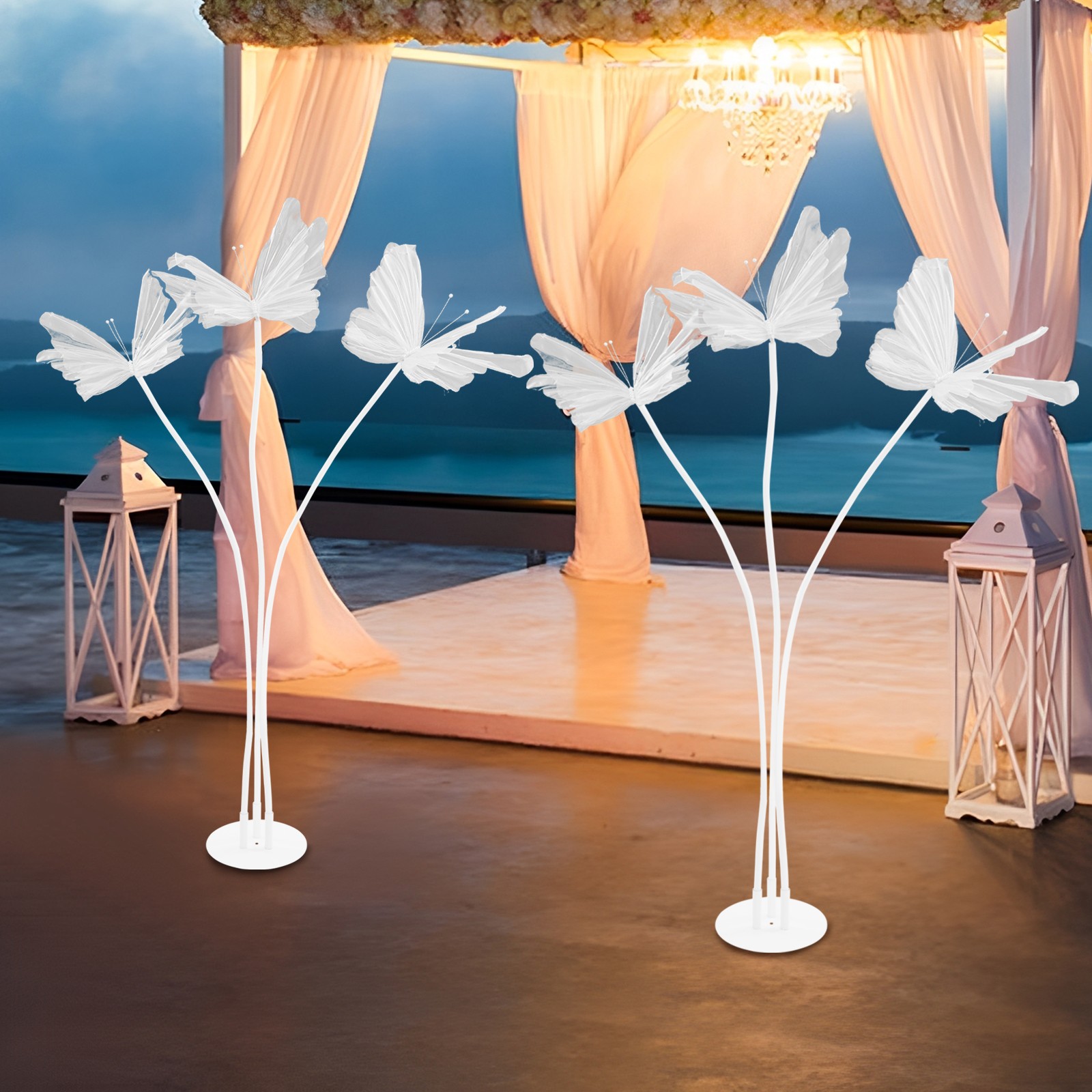 Butterfly Decoration with Standing Base, Artificial Decoration Butterflies White