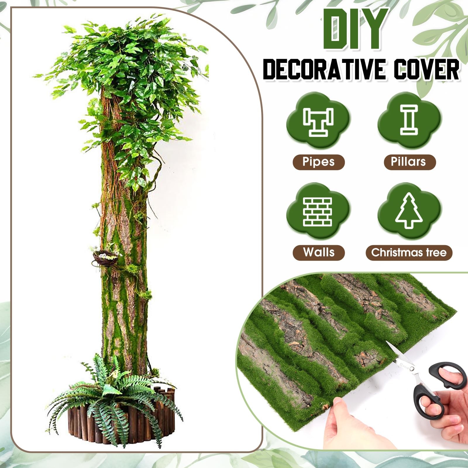 2 Packs Artificial Moss Bark 11.8 x 11.8 inches Tree Plants Bark DIY for Tree…