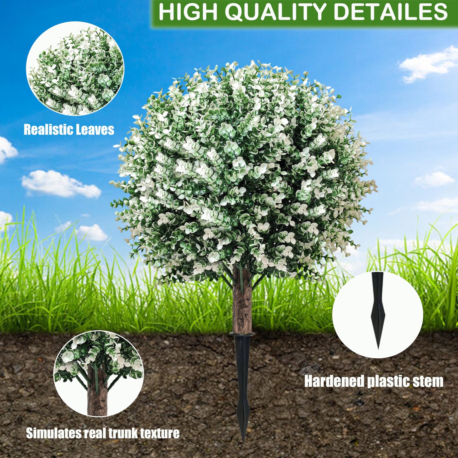 2PCS Artificial Boxwood Topiary Ball Tree, 24″ Artificial Plants Outdoor with…