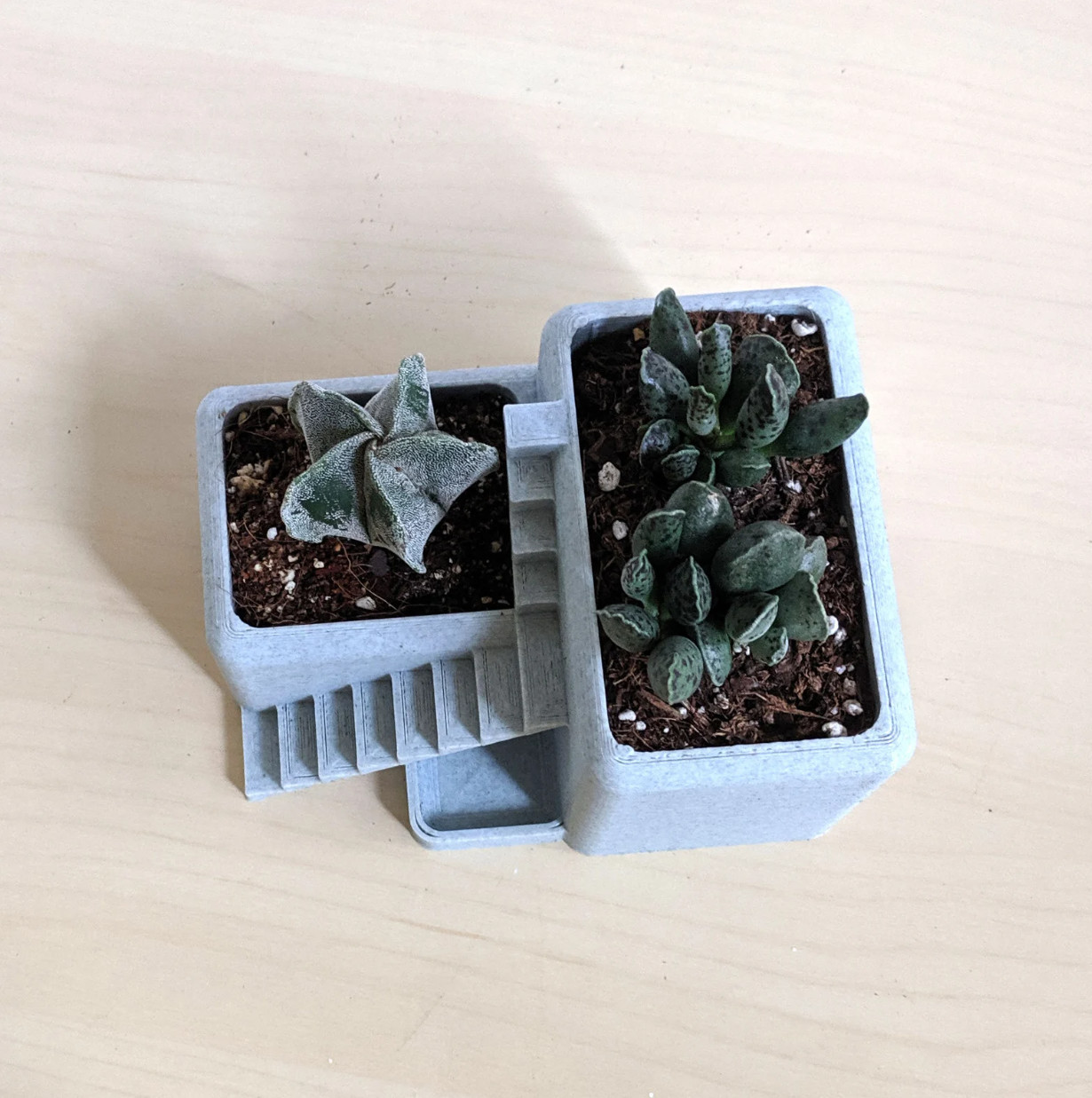 Mini Grey Villa Desk Planter With Drainage Holes | Decor