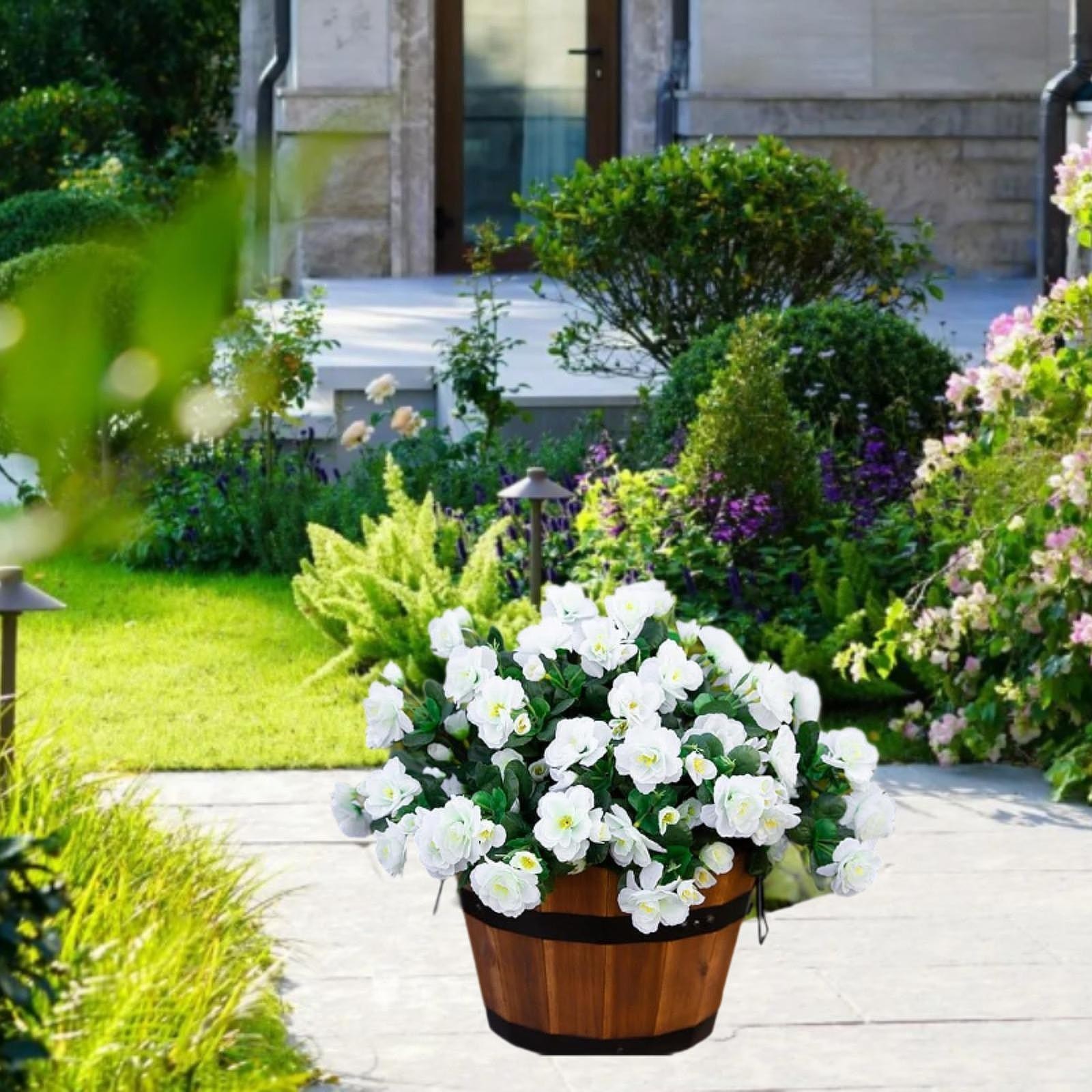 4 Bundles Artificial Flowers Outdoor Fake Flowers Lawn Farmhouse Table Vase
