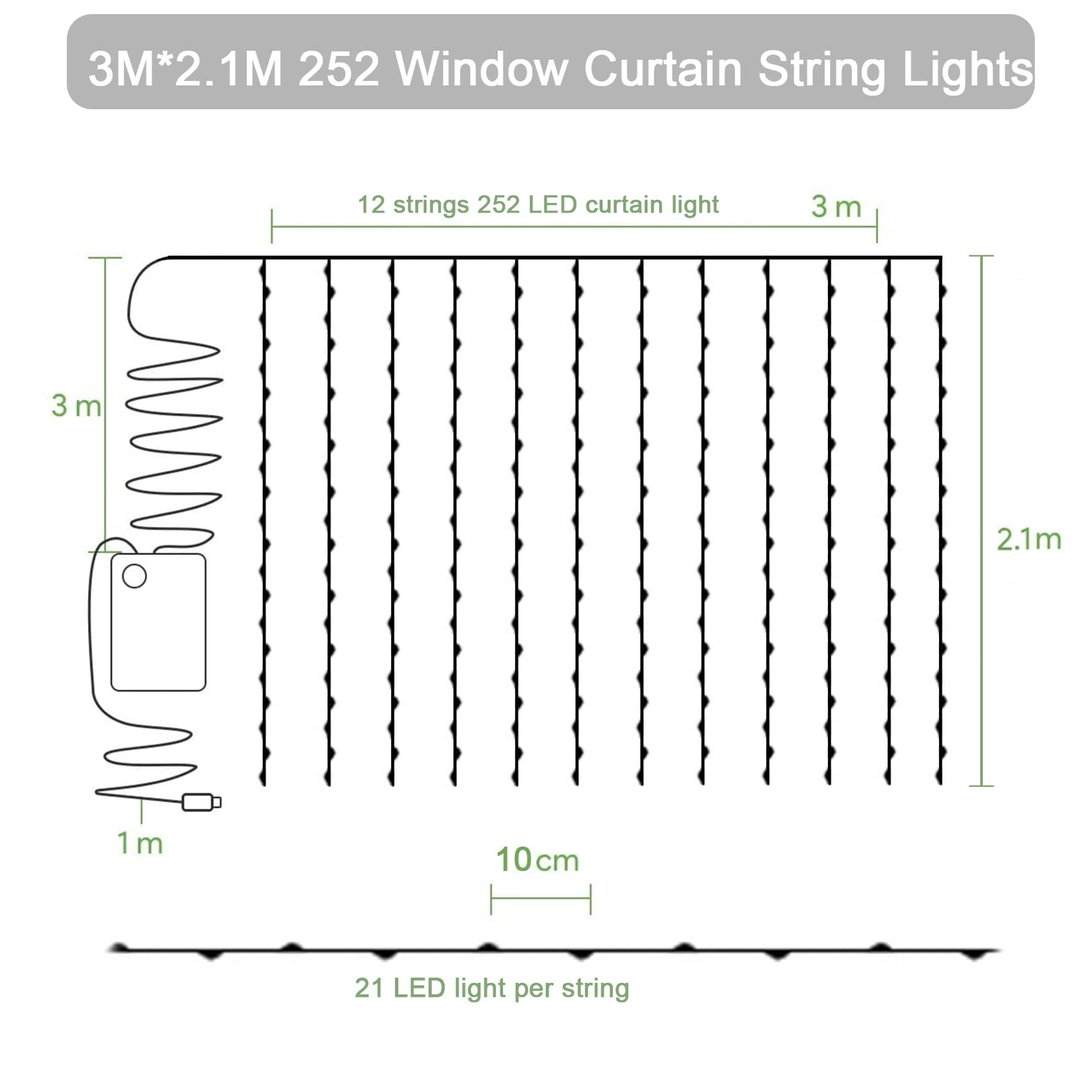 12 Pack Artificial Ivy Leaf Plant With 252 Led Fairy Window Curtain String Light