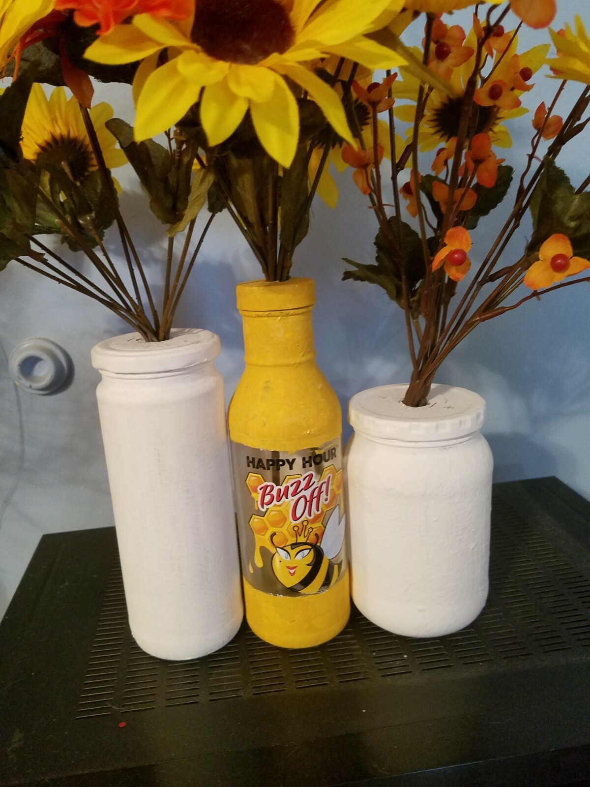 Set of three hand-painted silk floral arrangements decor Please go to my…