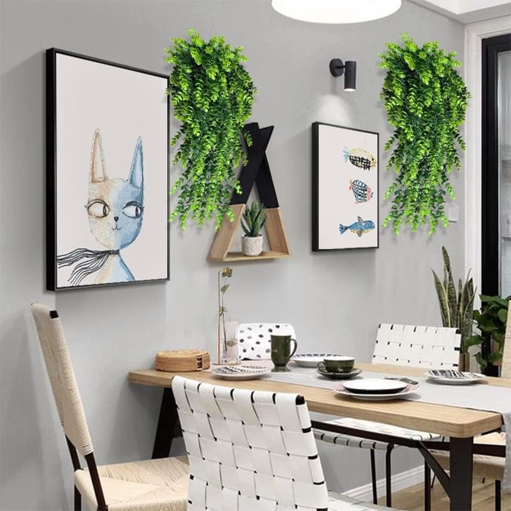 4 Pack Artificial Eucalyptus Leaf Rattan Fake Hanging Plant