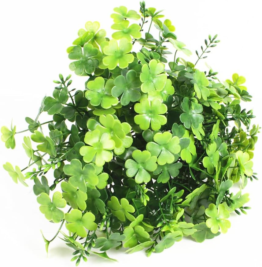 5-Piece Artificial Shamrock Flower Bush for St. Patrick’s Day Decor