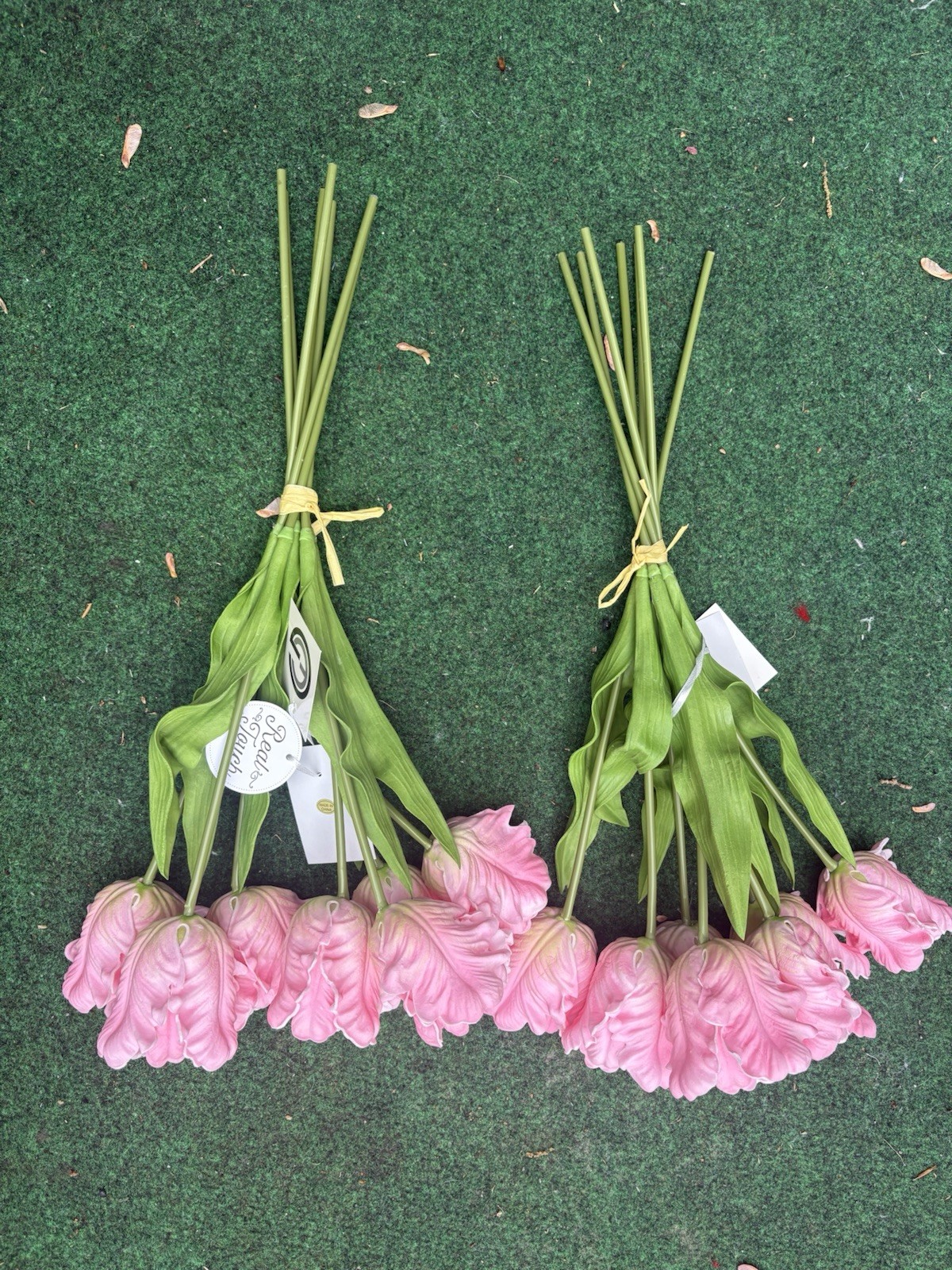 Allstate, 15″ Real Touch Parrot Tulip Bundle – Pink 2 Bouquets Latex Faux Flower