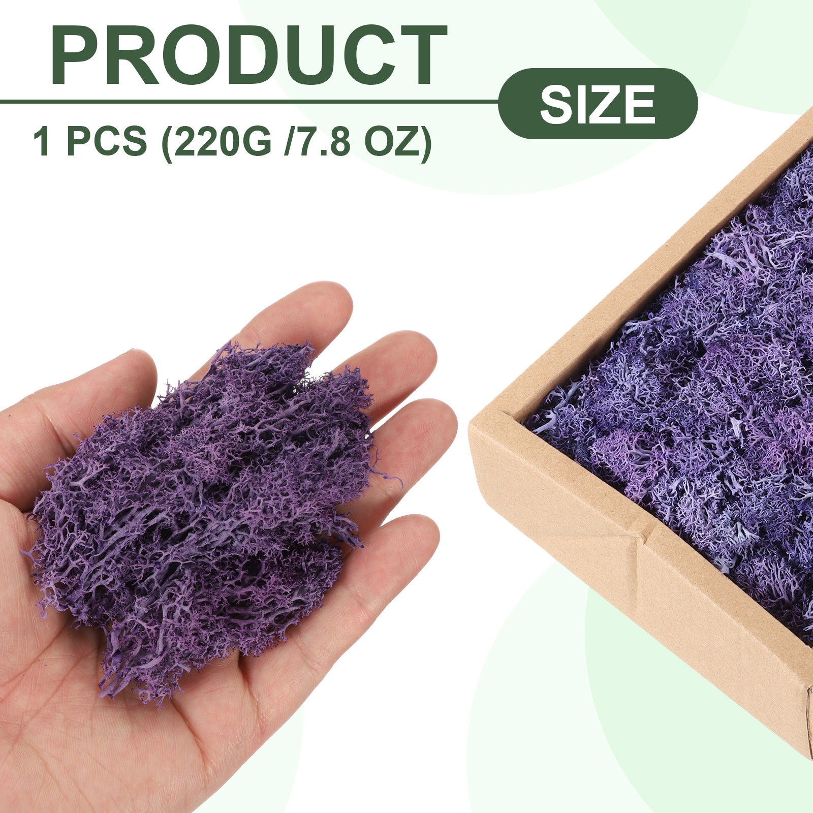 7.8oz Preserved Reindeer Moss, Purple Decorative Artificial Fake Moss