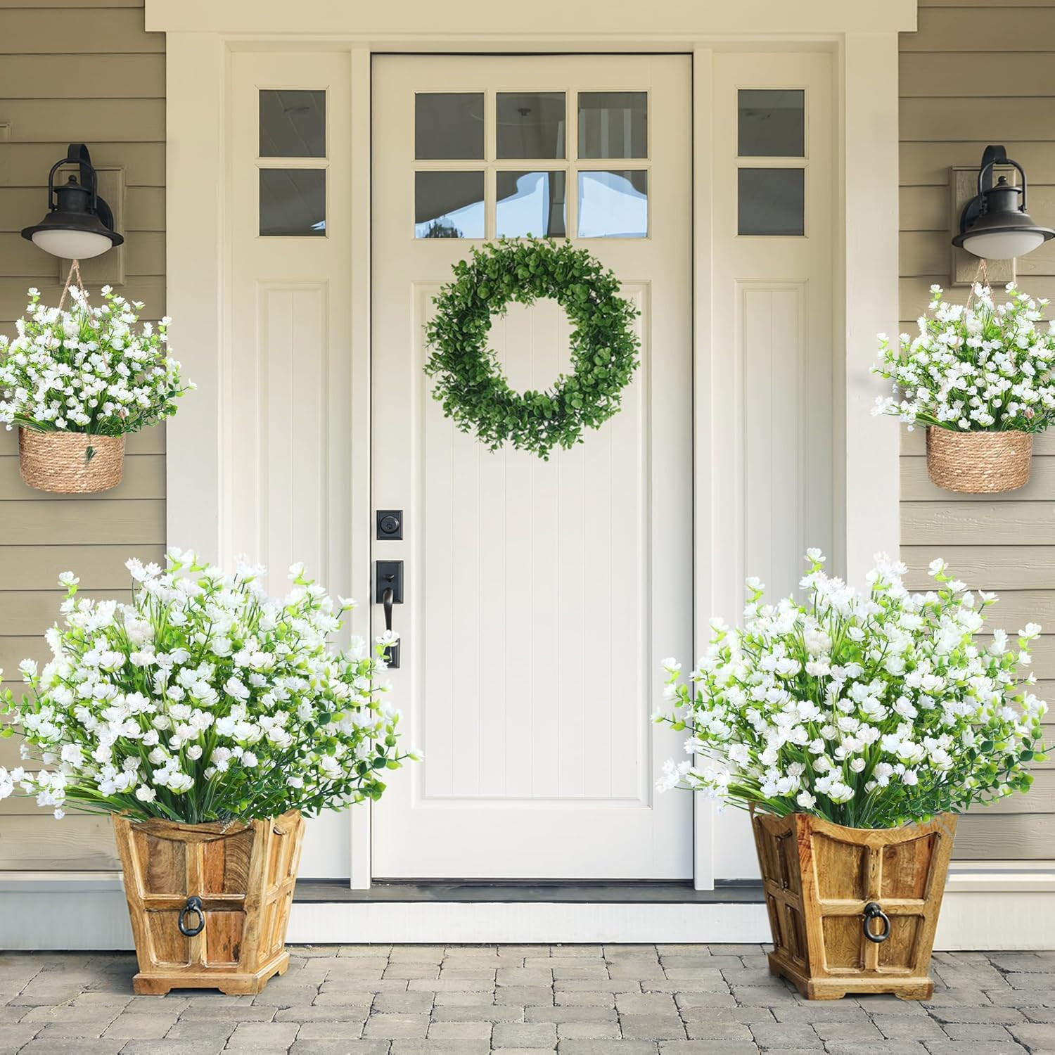 Sggvecsy Artificial Flowers for Outdoors 12 Bundles UV Resistant Boxwood Shrubs