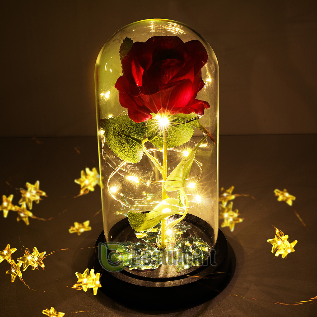 Eternal Forever Galaxy Rose Flower In Glass Dome LED Light Valentine’s Day Gift