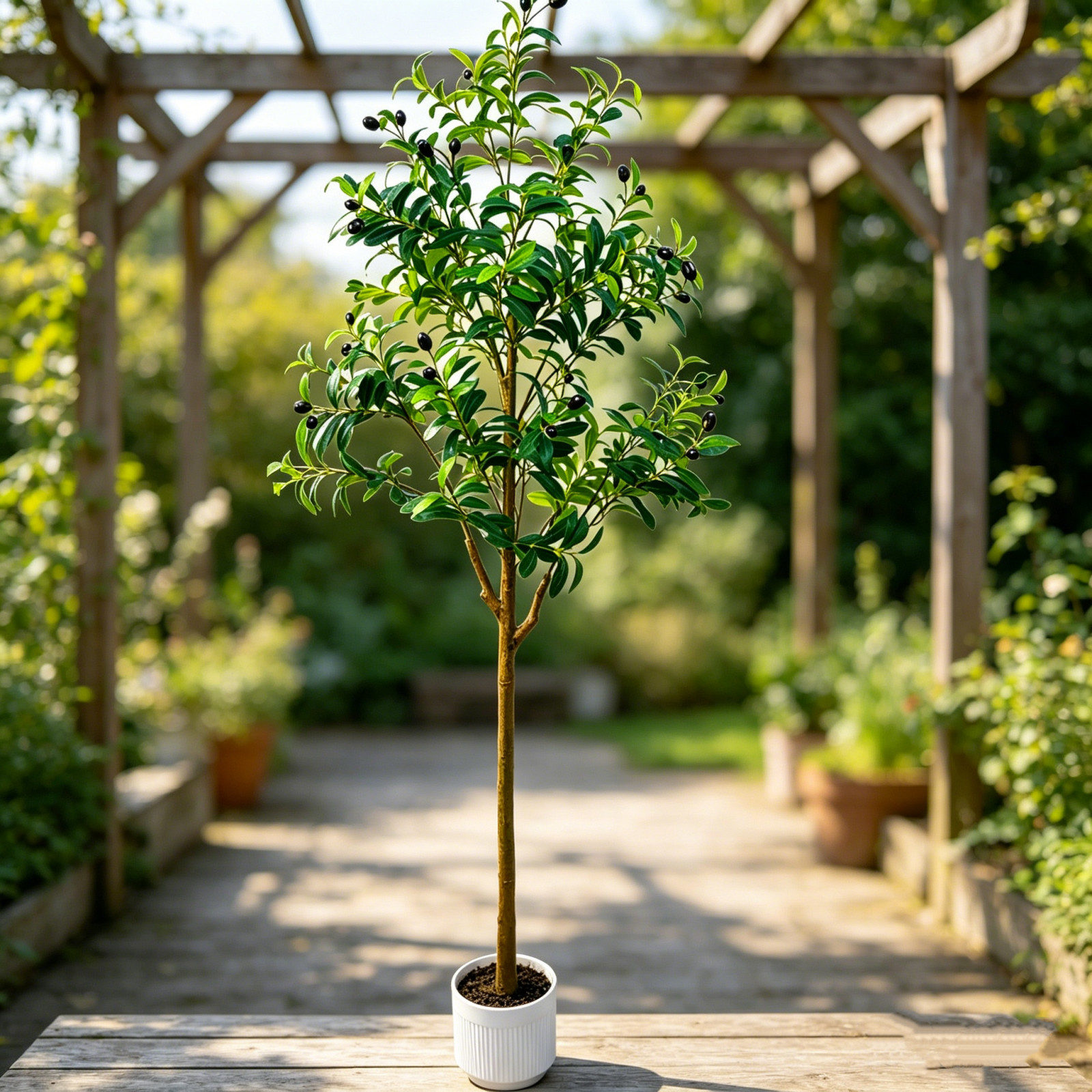 Style 5Ft Artificial Olive Tree With Moss For Indoor Outdoor Commercial Use US