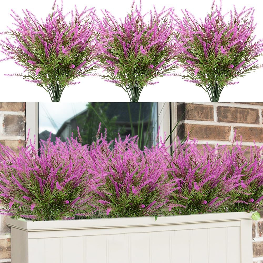 12 Bundles Outdoor Artificial Flowers Lavender Artificial Plants Fake Bushes Art
