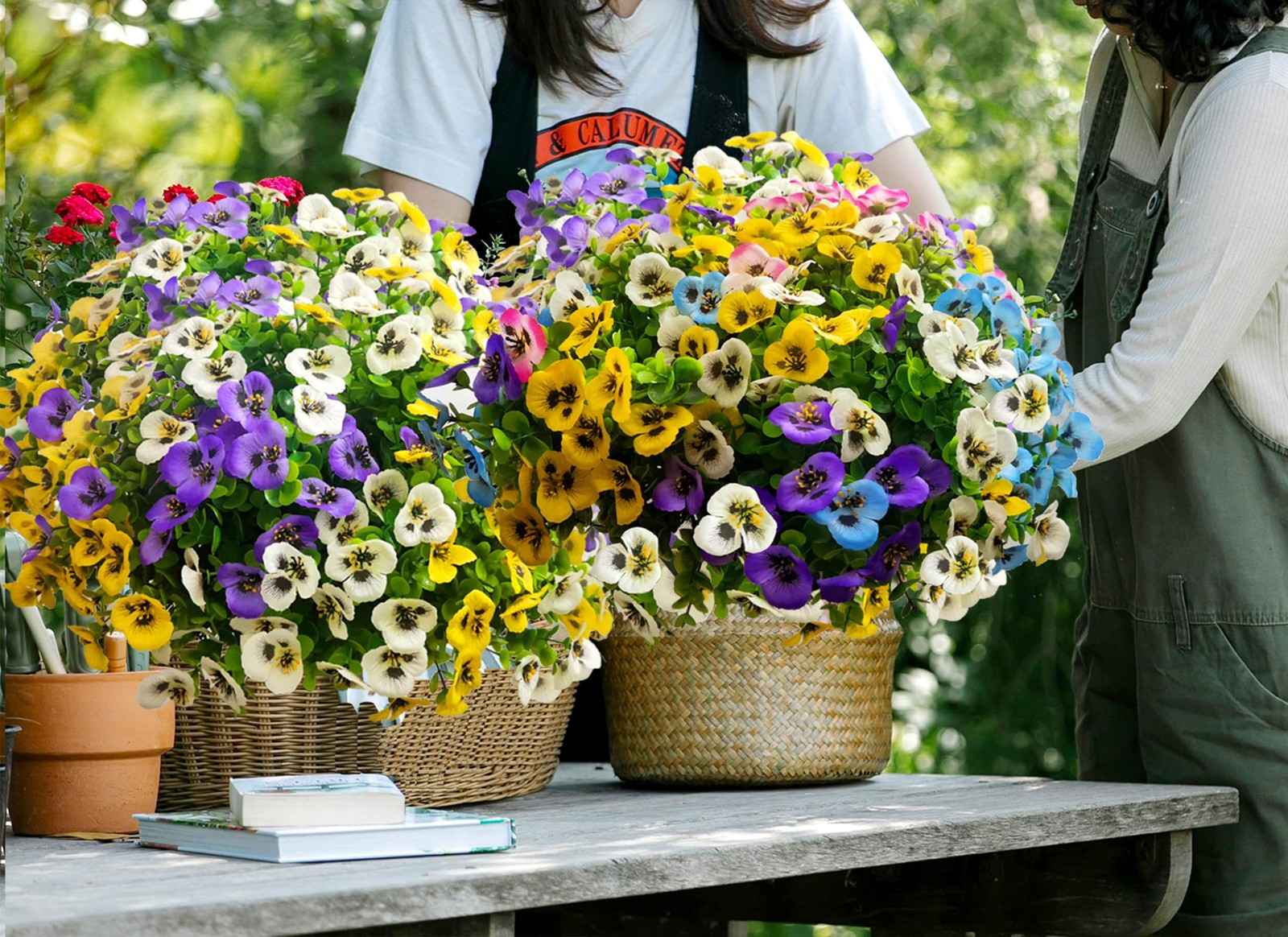 New Best Artificial Flowers for Outdoors Fake Plants, 12pcs Plants Outdoor UV
