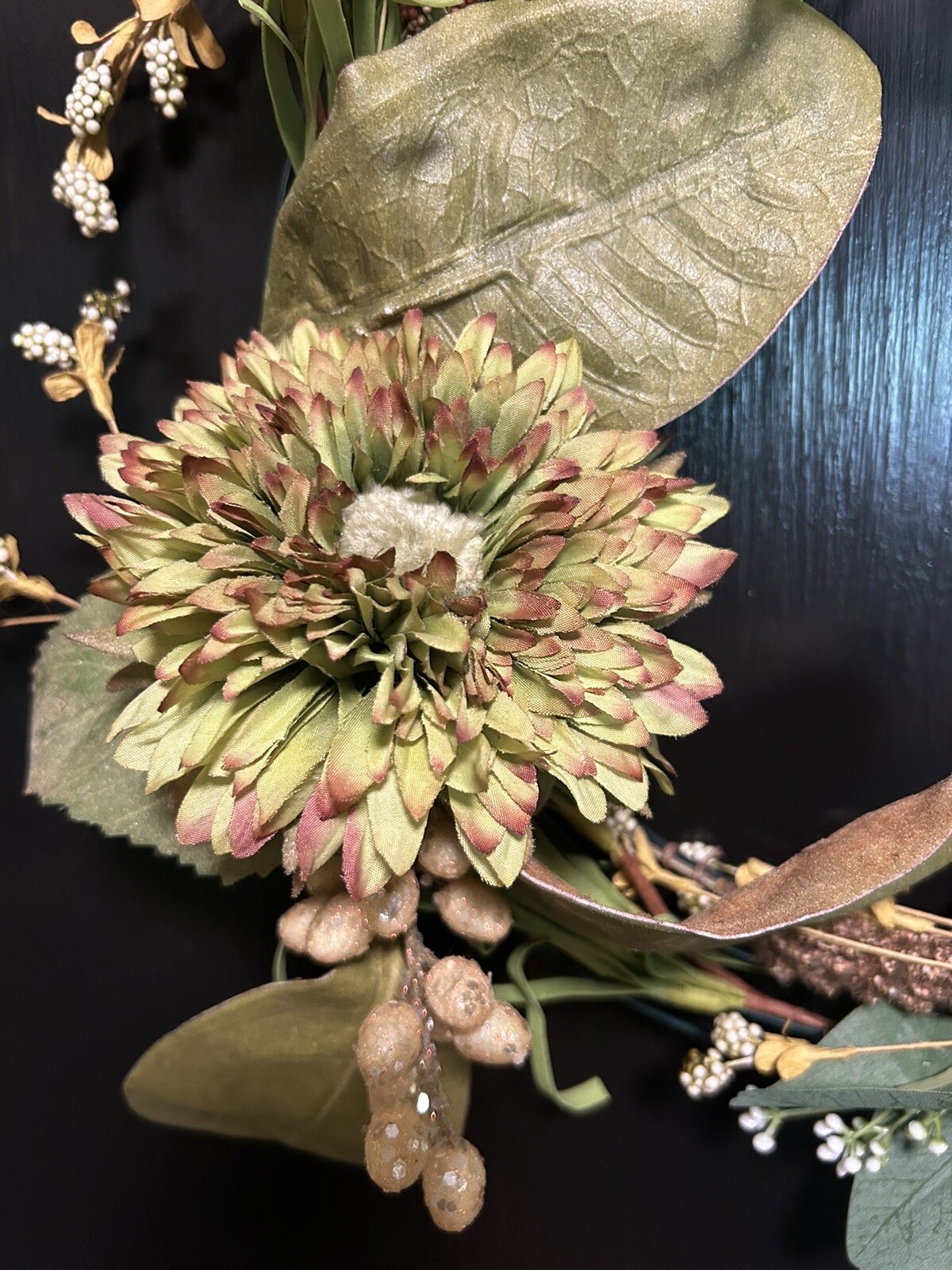 Handcrafted Faux Floral Zinnia Wreath 12 inches Fall Spring Floral Decor New