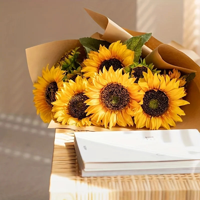 5/10PCS Artificial Sunflowers Bouquet Flowers Fake Decoration for Outdoor Garden