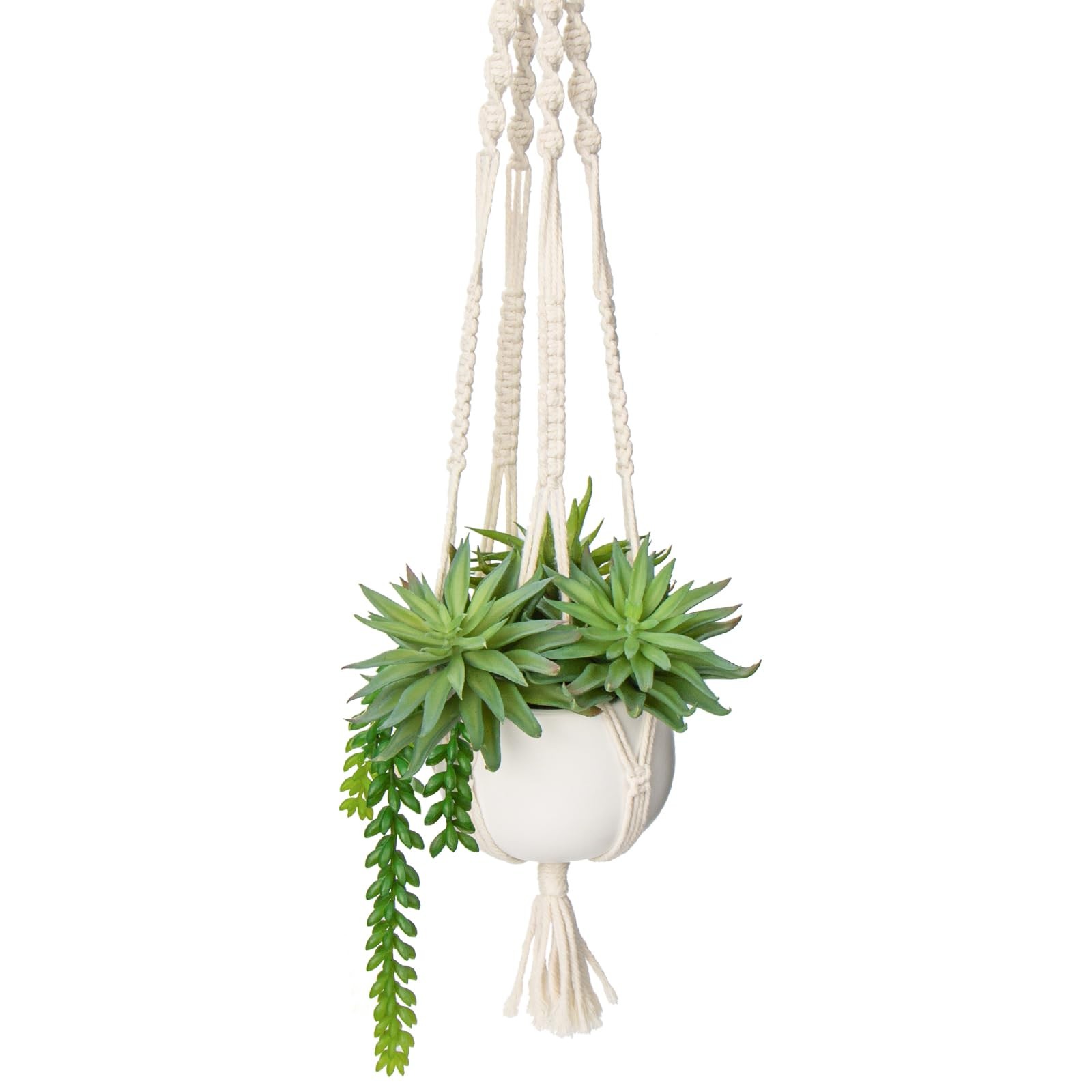 Artificial Hanging Succulents in Ceramic Pot 29.5” Fake String of Pearl Hang…