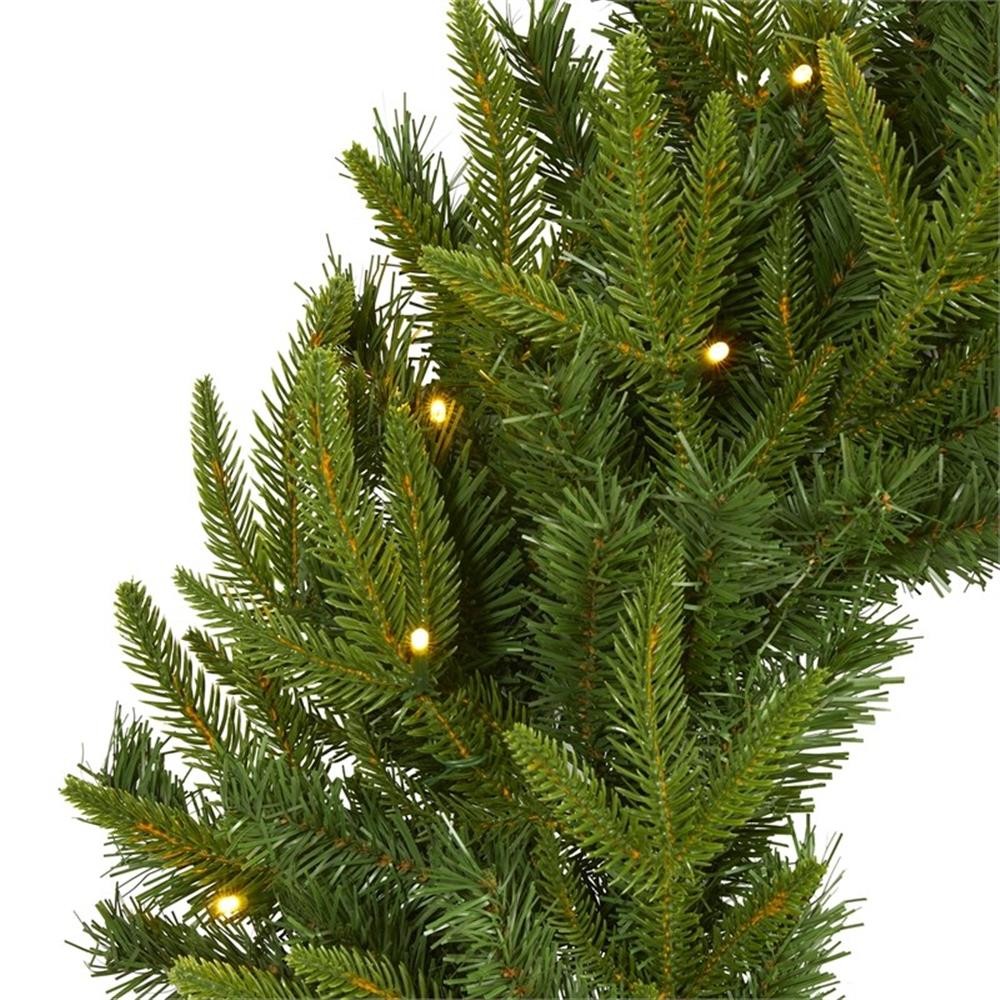 Pemberly Row 24″ Long Pine Artificial Christmas Wreath with35 Clear LED in Green