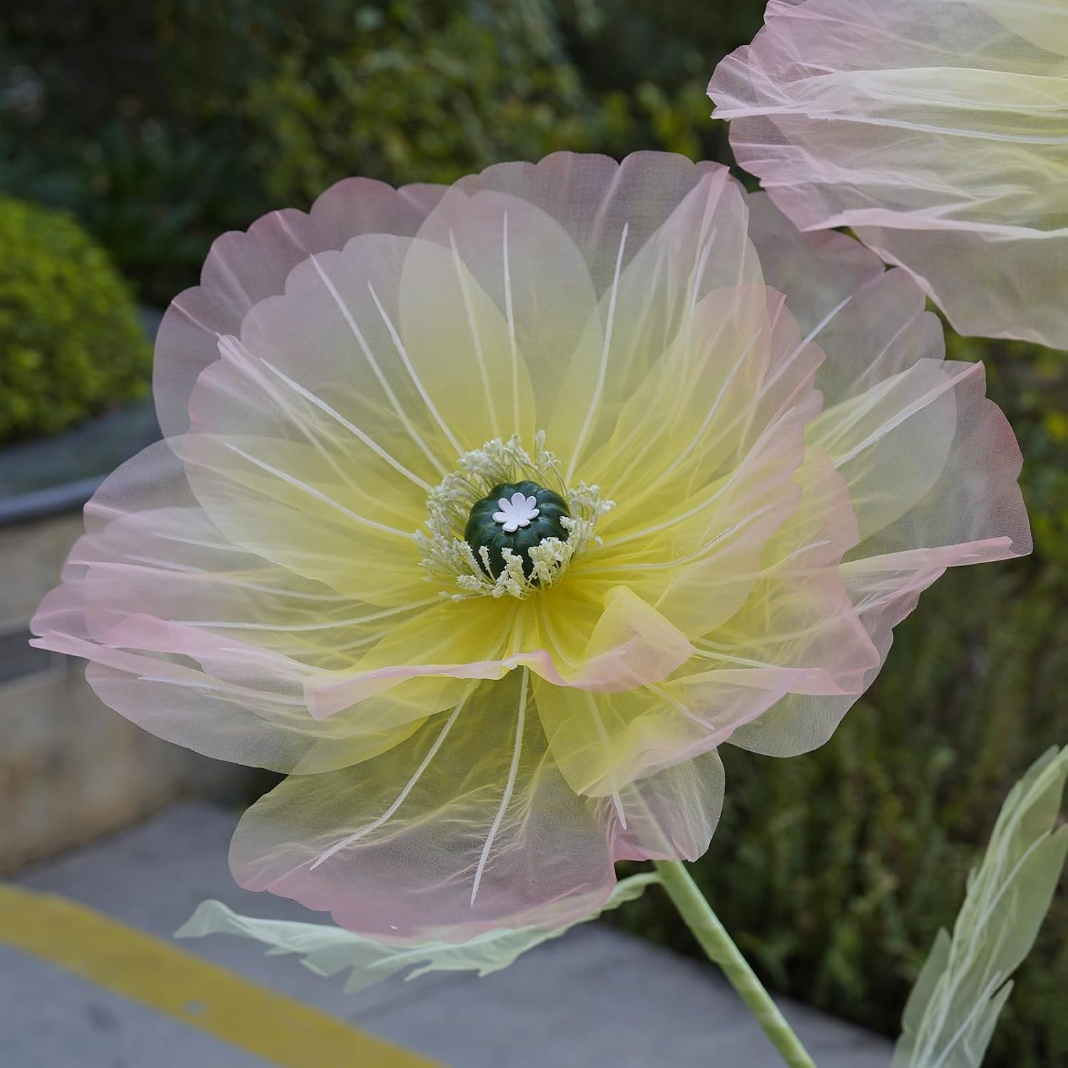 Giant Artificial Flowers for Decoration with Stand,Extra-Large Gradient Yellow t