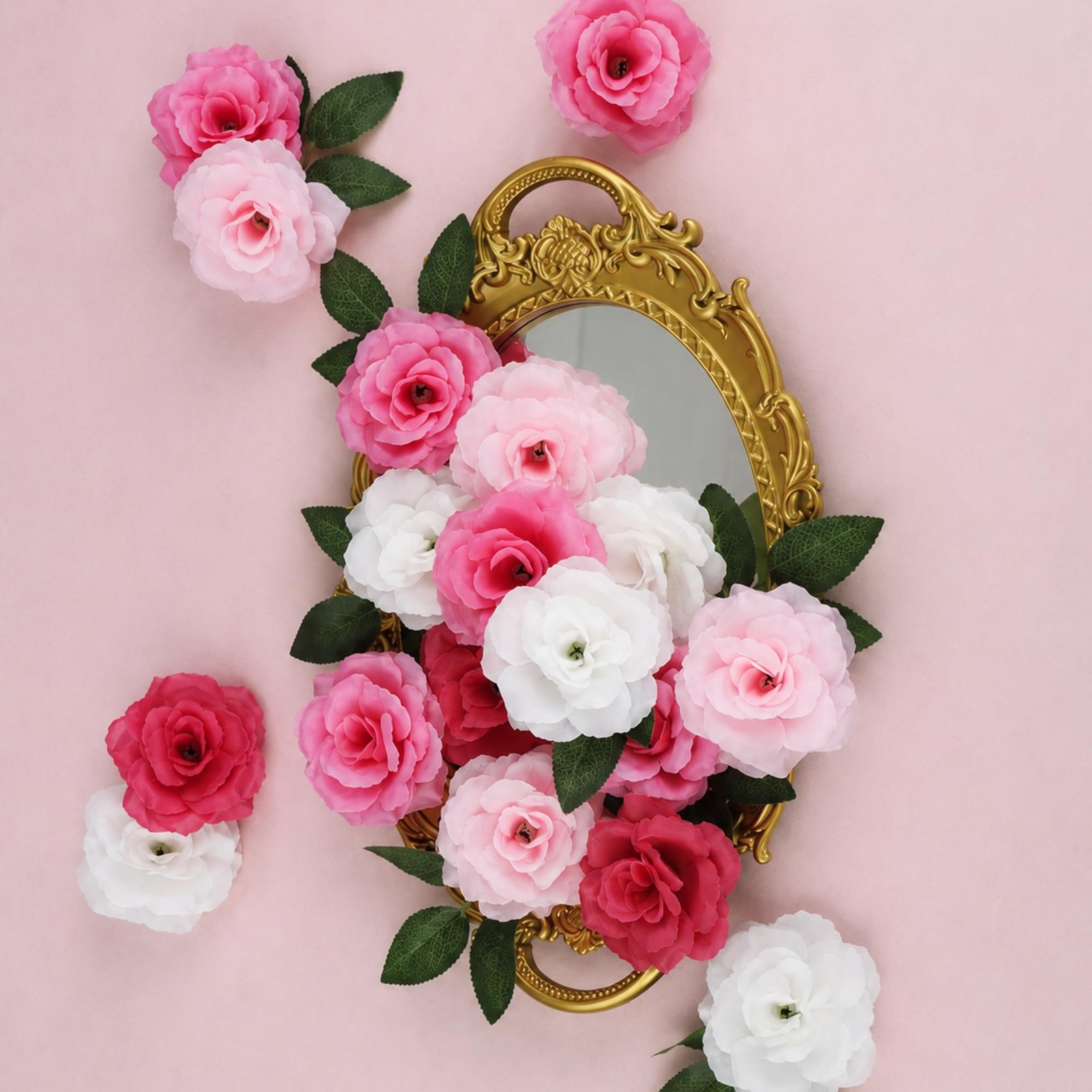 Rose Artificial Flowers, 50Pcs White Roses Head Flowers Bulk with Stem, 3 Inc…