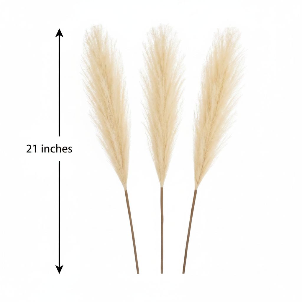 Cream Pampas Grass 3 Stem Faux Pampas Beige Boho Decor Neutral Vase Filler Farmh