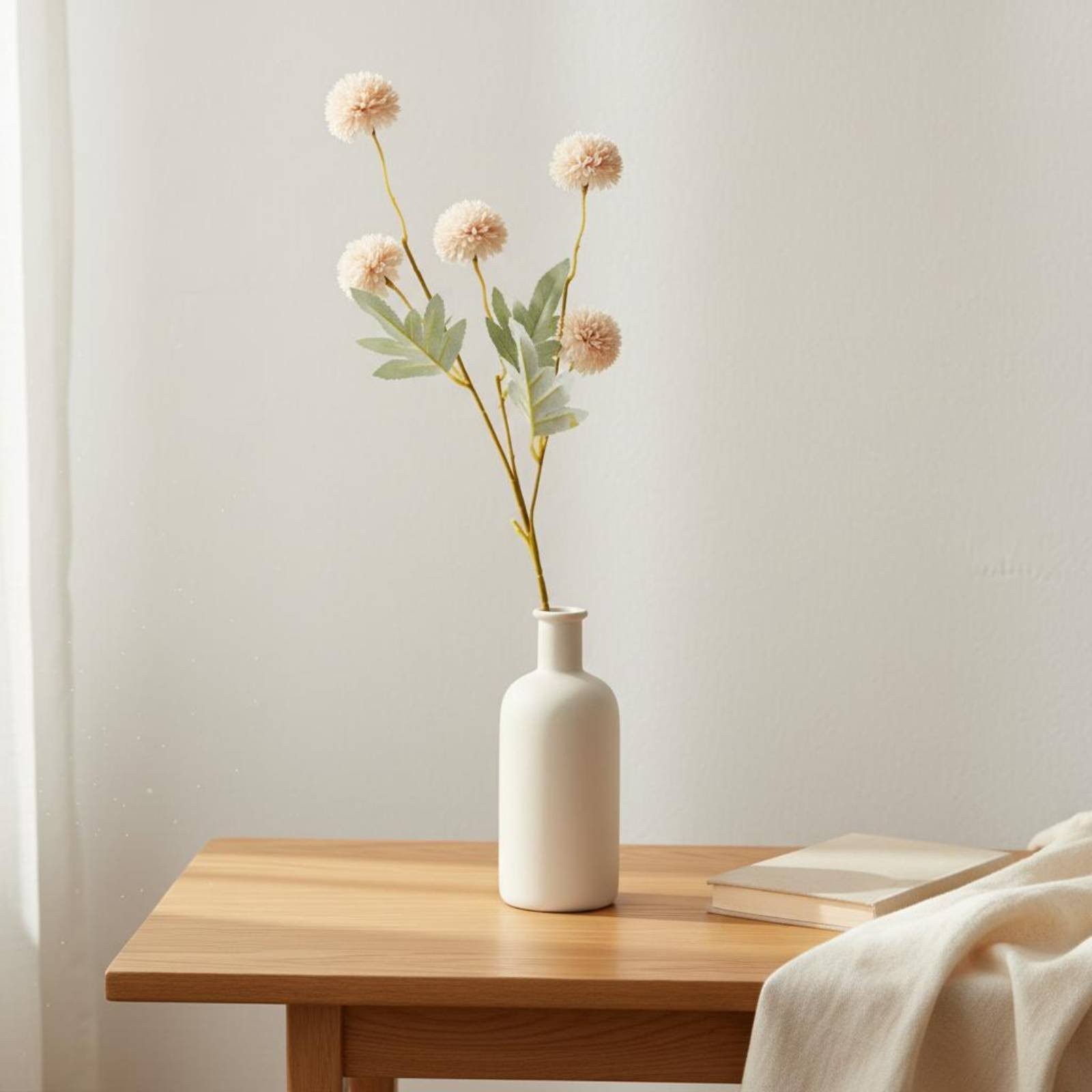 5-Head Chrysanthemum Spray Flexible Stems Faux Ball Flower Stem Easy to