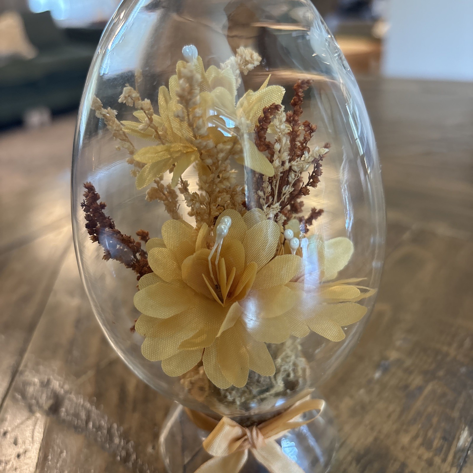 Vintage Dried Flowers Glass Bulb Cork Base