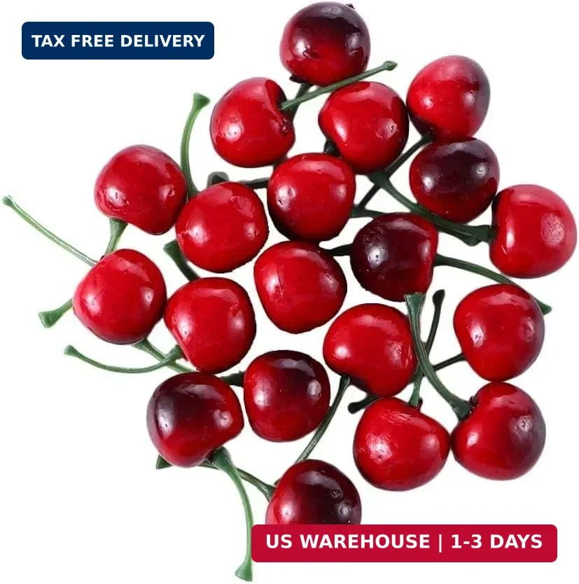 20Pcs Artificial Cherries, Lifelike Cherry Ornament Mini Cherry Model Photograph