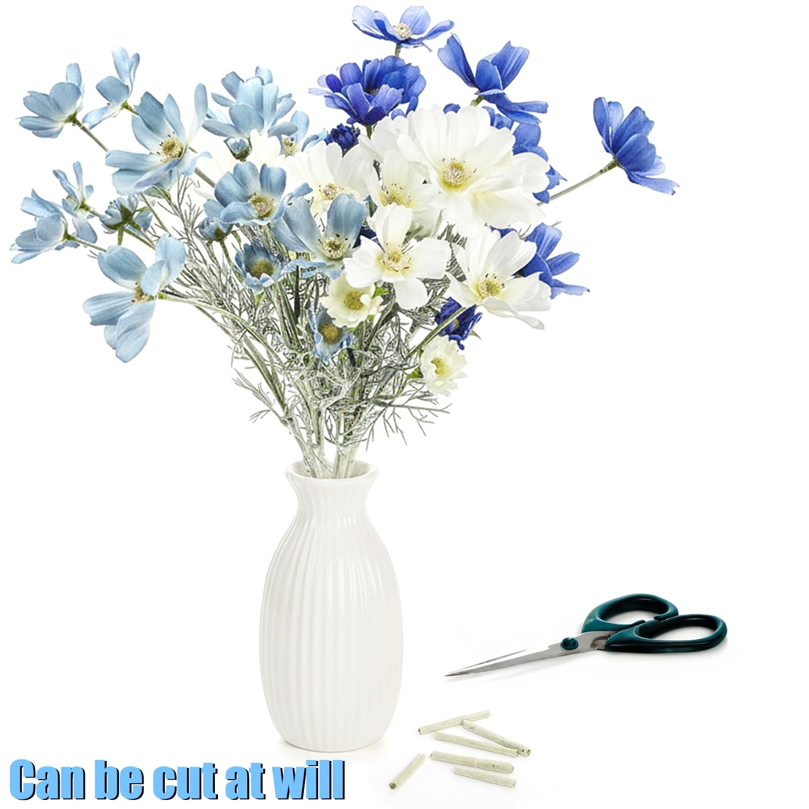 8 Bundles Artificial Flowers, No Fade Fake Flowers with Long Stem, Realistic …