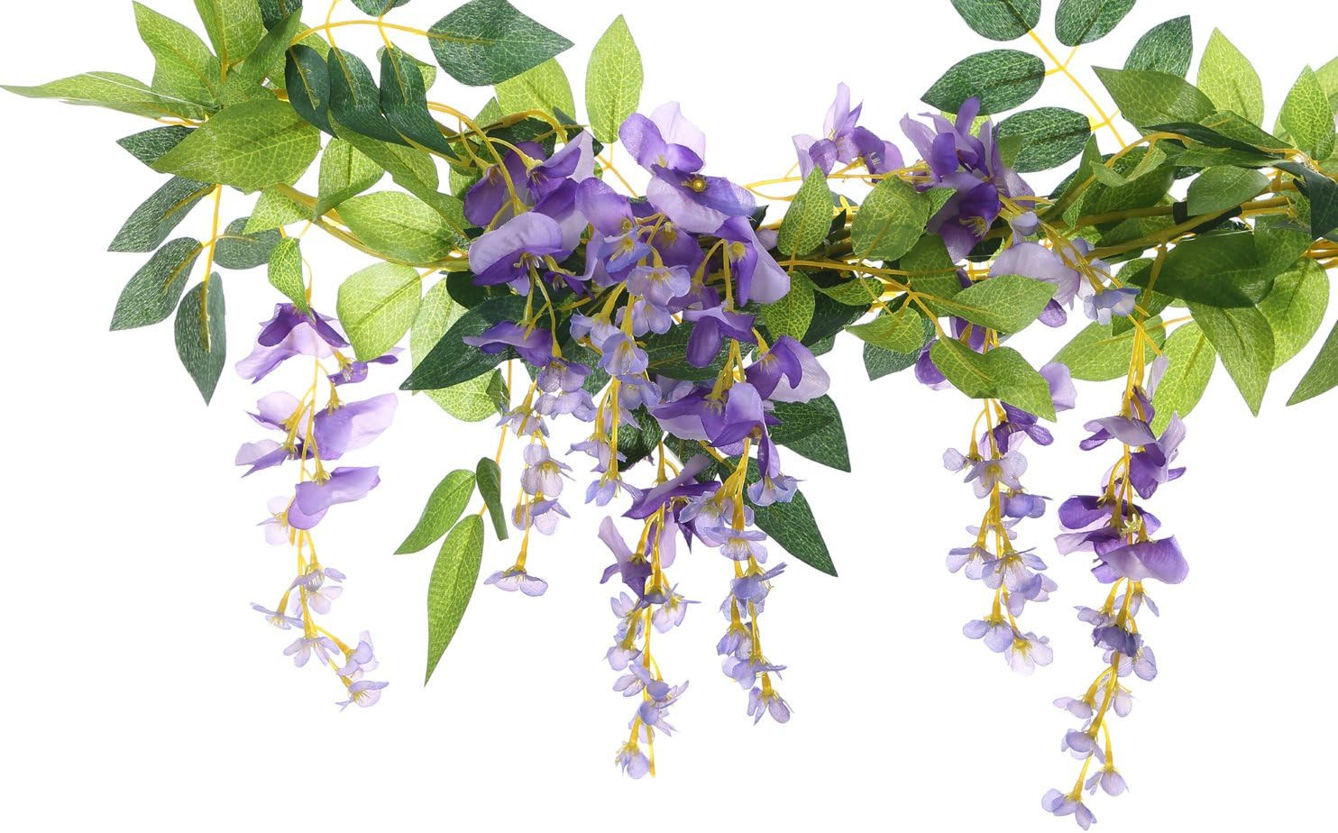 2Pcs 6.6Ft Artificial Flowers Vines Silk Wisteria Artificial Garlands Fake Hangi
