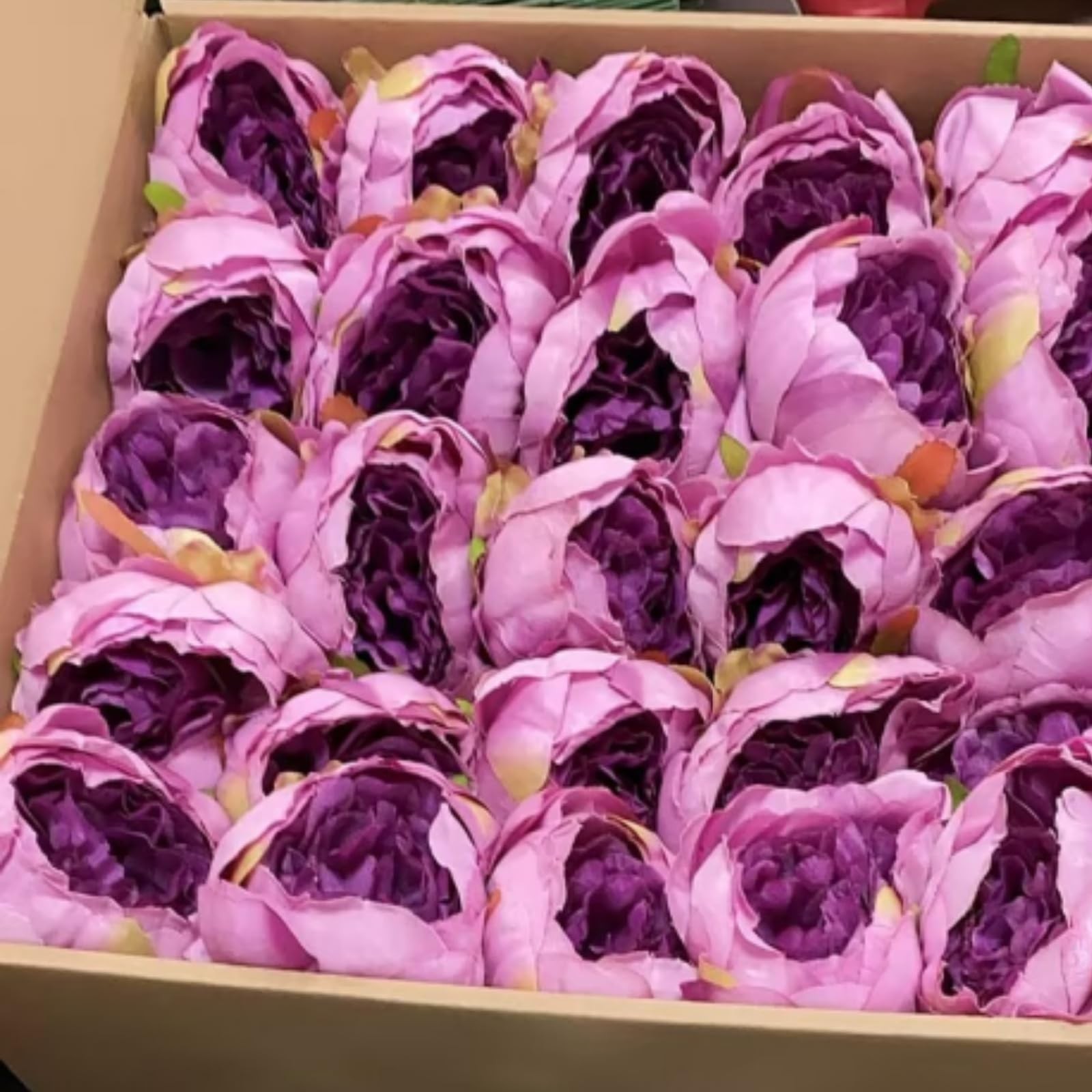 50Pcs Peonies Artificial Flowers Bulk, 4’’ Purple