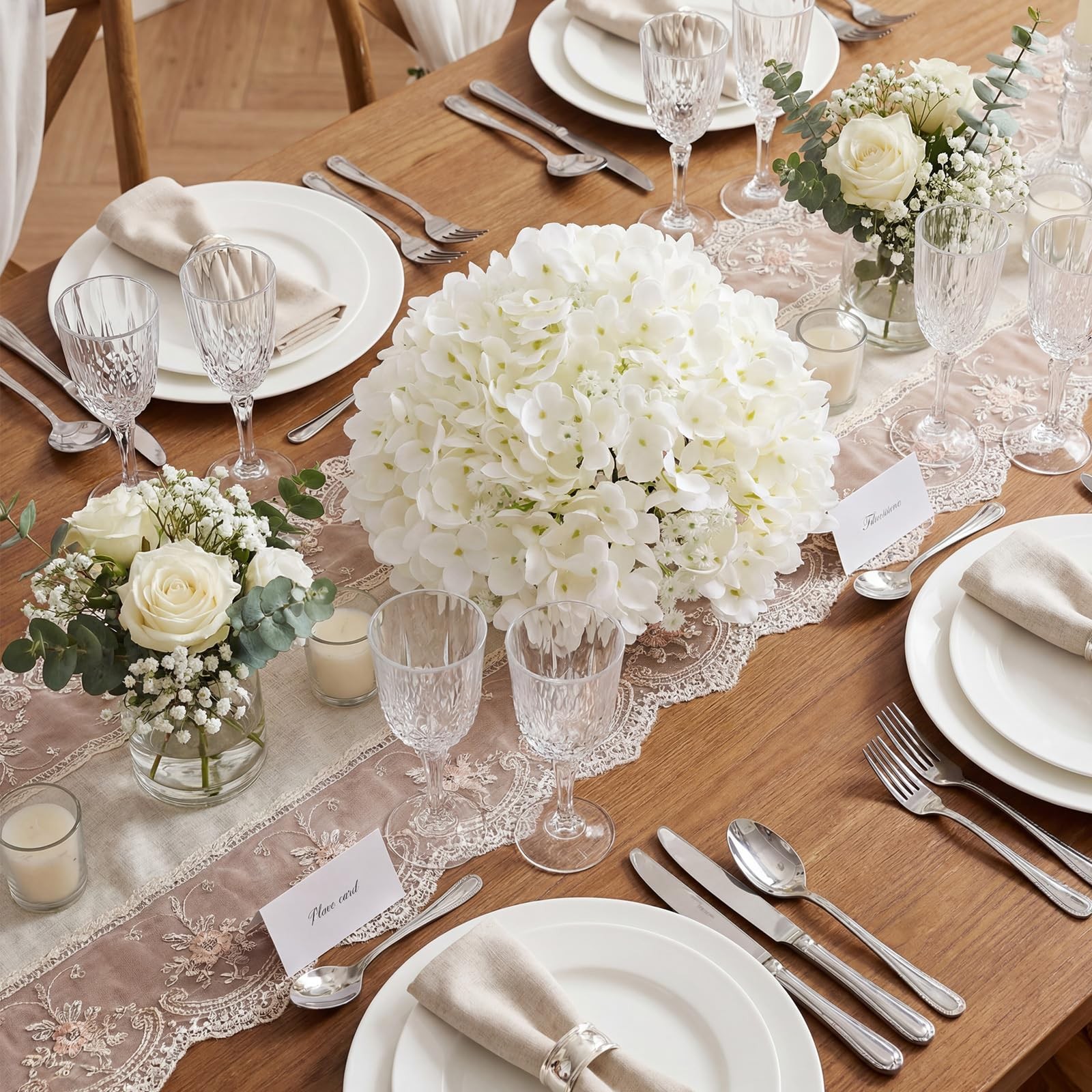 2 Pcs Hydrangea Artificial Flower Balls Arrangement Centerpieces 9.8″ Diamete…