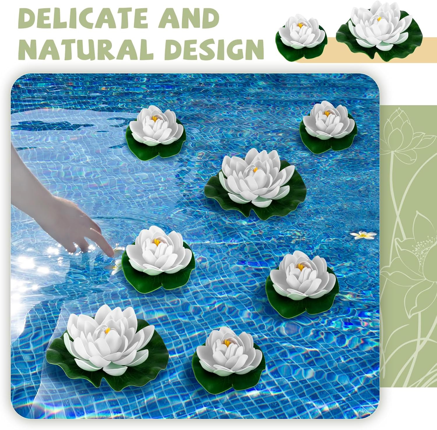 24 Pcs Floating Foam Lotus Flower with Water Lily Pads Artificial Floating Pool
