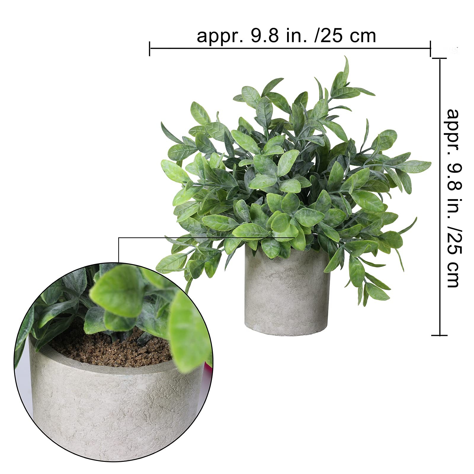 Set of 2 Faux Mini Potted Plants Artificial Eucalyptus Boxwood Plants in Pots…