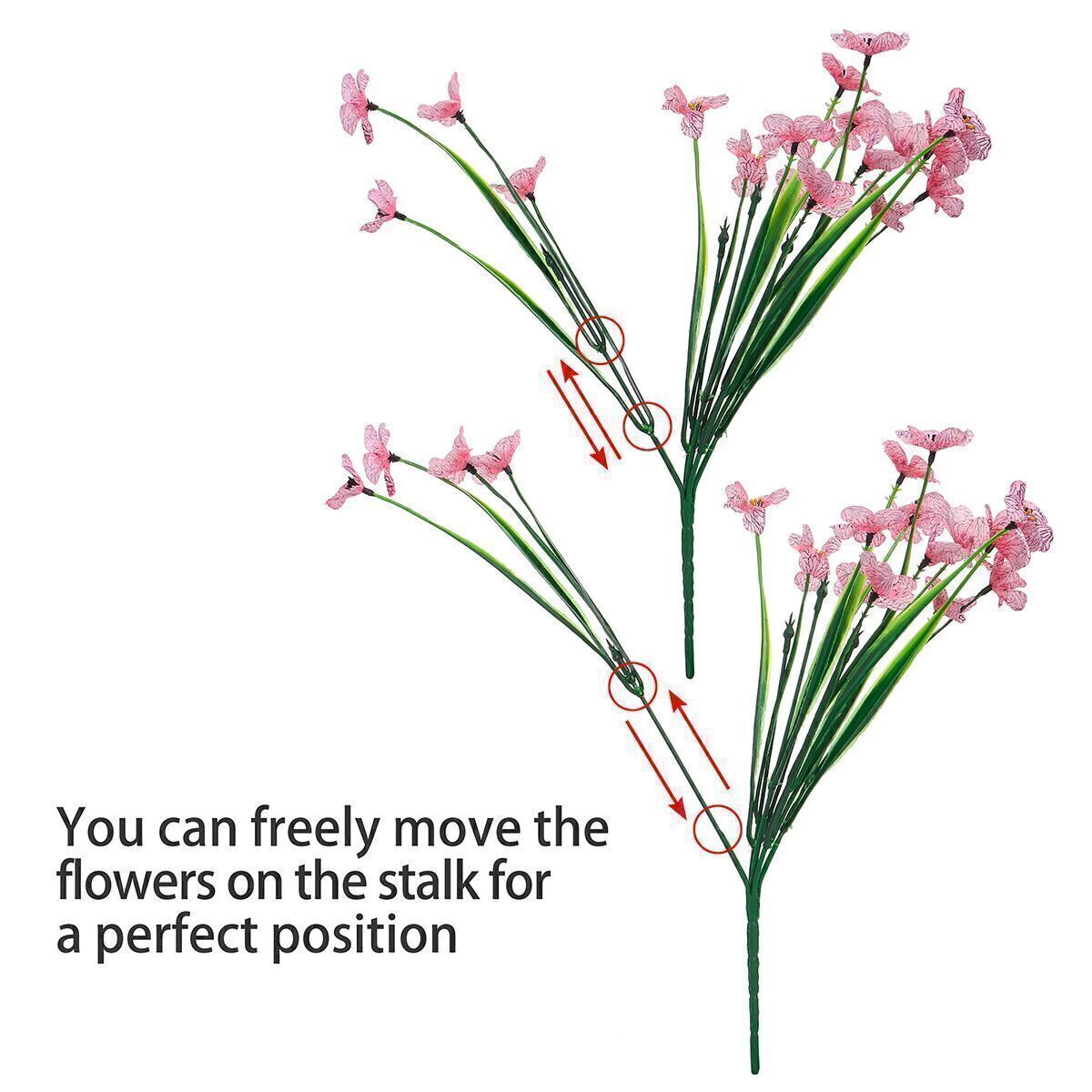 2-8 Bundles Artificial Flowers Outdoor UV Resistant Plastic Plant Silk Flower US