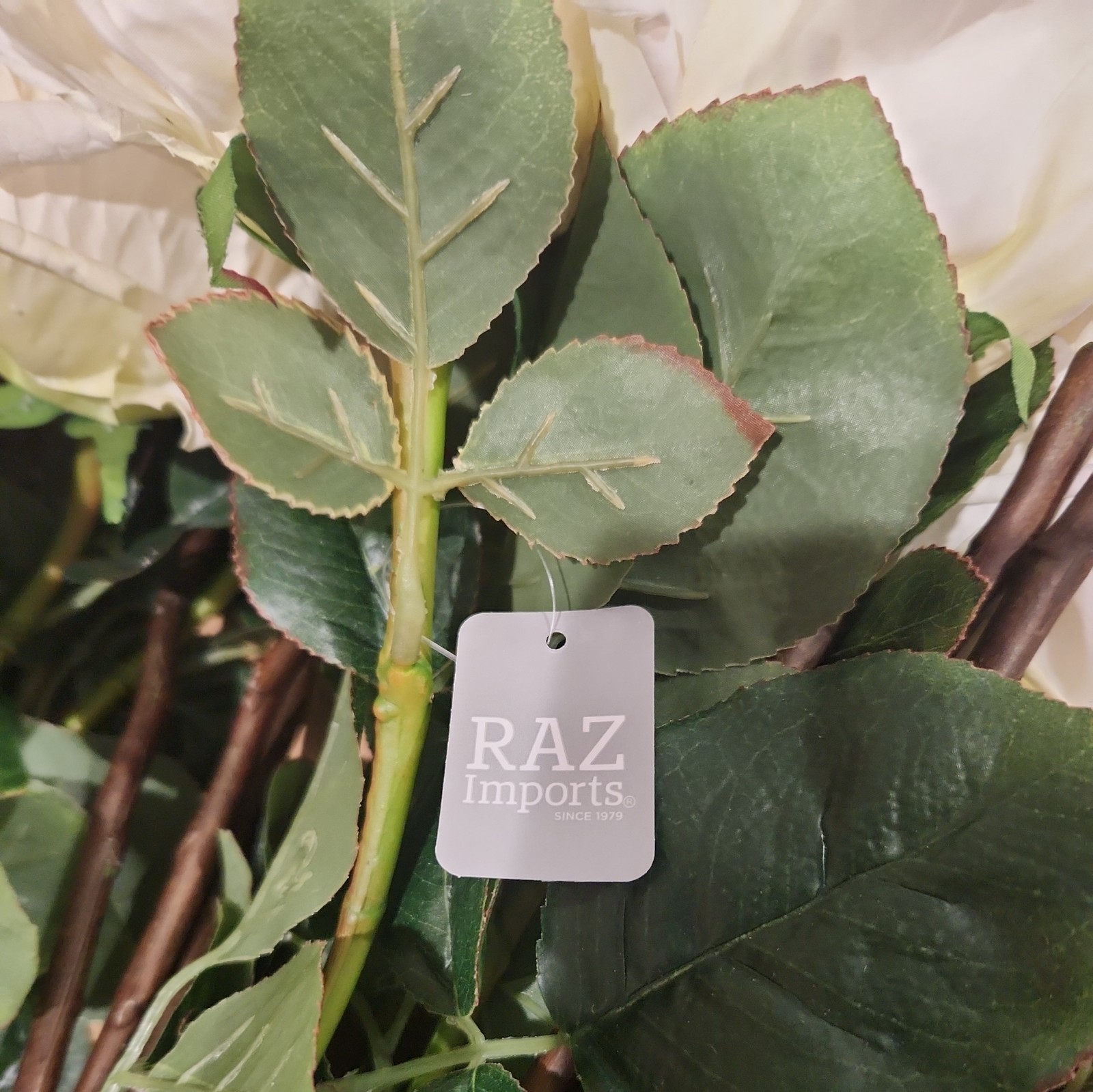 Roses White Real Touch Artificial Flowers with Stems Raz Imports 18 in total
