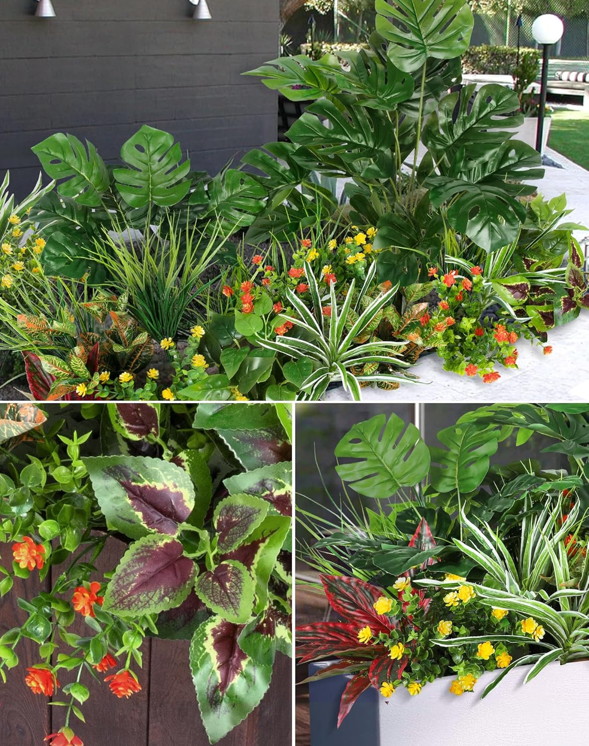 18 Pcs UV Resistant Fake Boxwood Plants for Indoor & Outdoor Decor